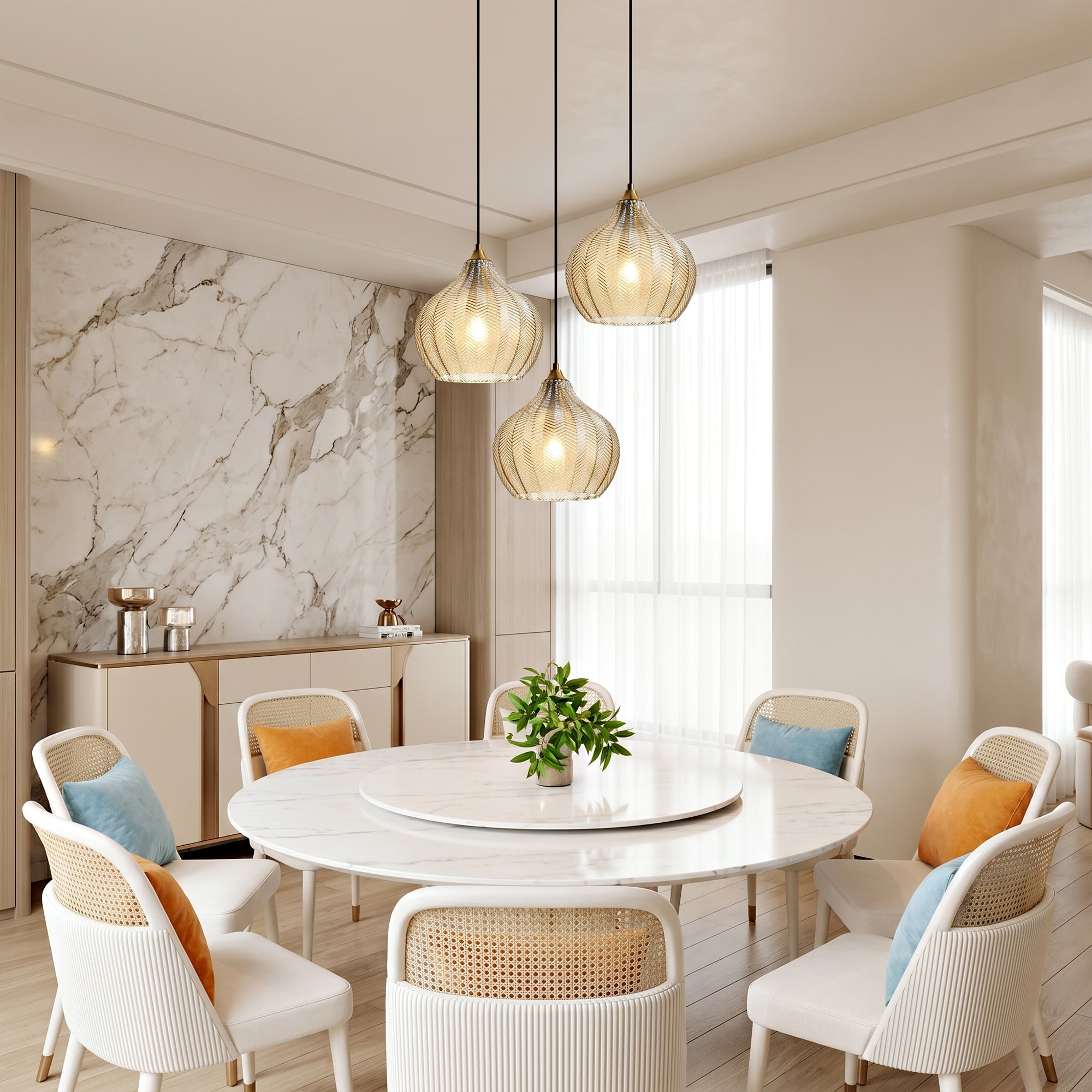 Lanmate Amber Pendant Lighting Fixture Adjustable Height for Kitchen ...