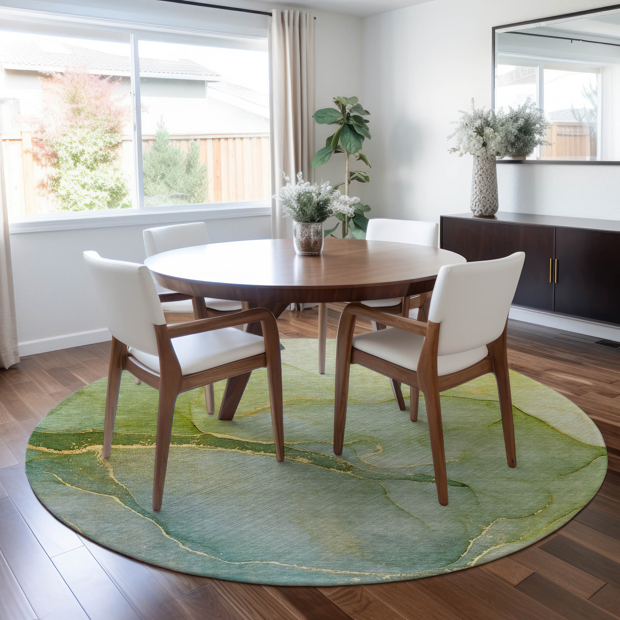 Addison Rugs ACN508GE8RO Chantille ACN508GE 8 x 8 (ft) Polyester Green Round Indoor/Outdoor Abstract Machine washable Area rug