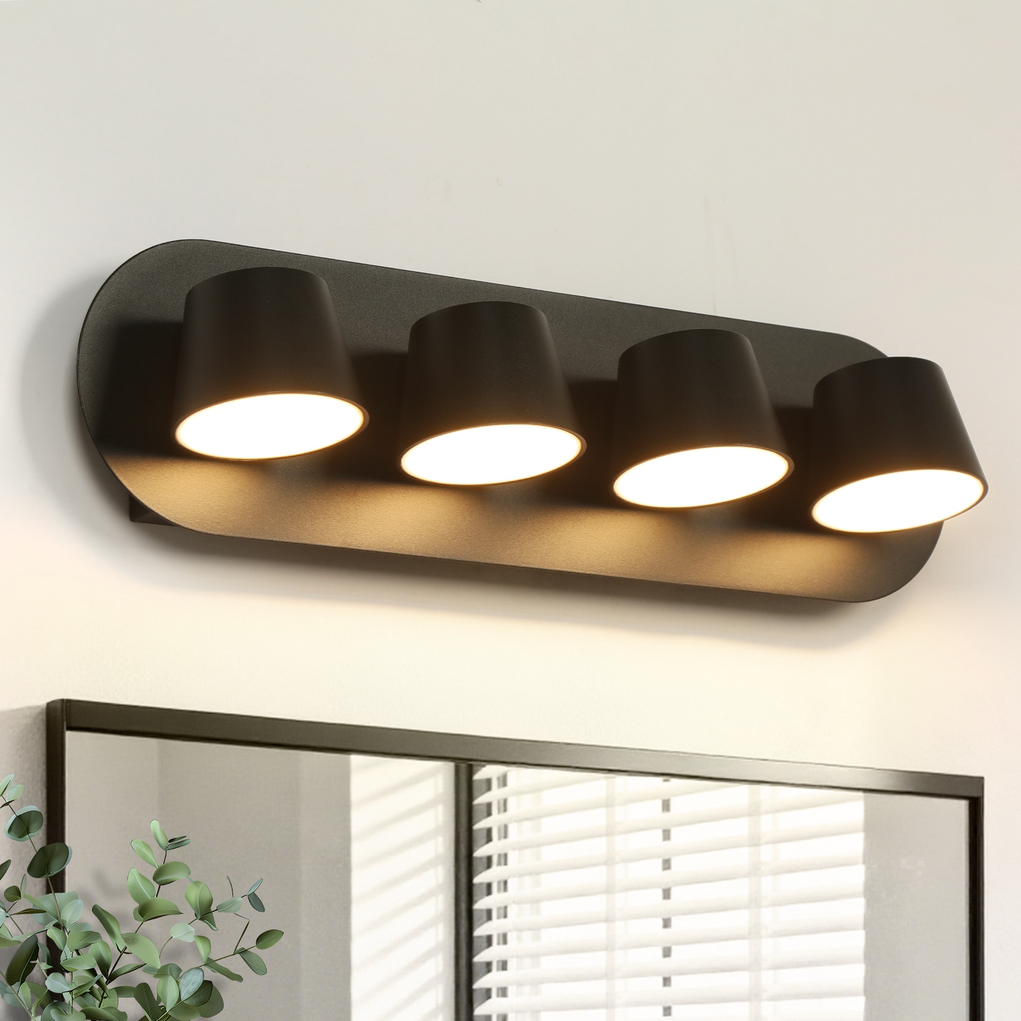 LNC 17.7-in Black 4-Light Integrated LED Vanity Light with 5CCT and 1000 Lumens