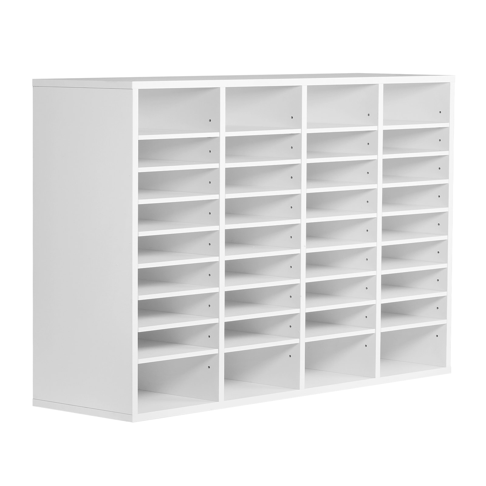 GIVIMO 36-Compartment Wood Literature Organizer EPA Certified Mail Sorter with Adjustable Shelves 22-lb per Shelf - MDF Office Mailbox for Files Documents Papers - 4-Column 9-Row Layout White