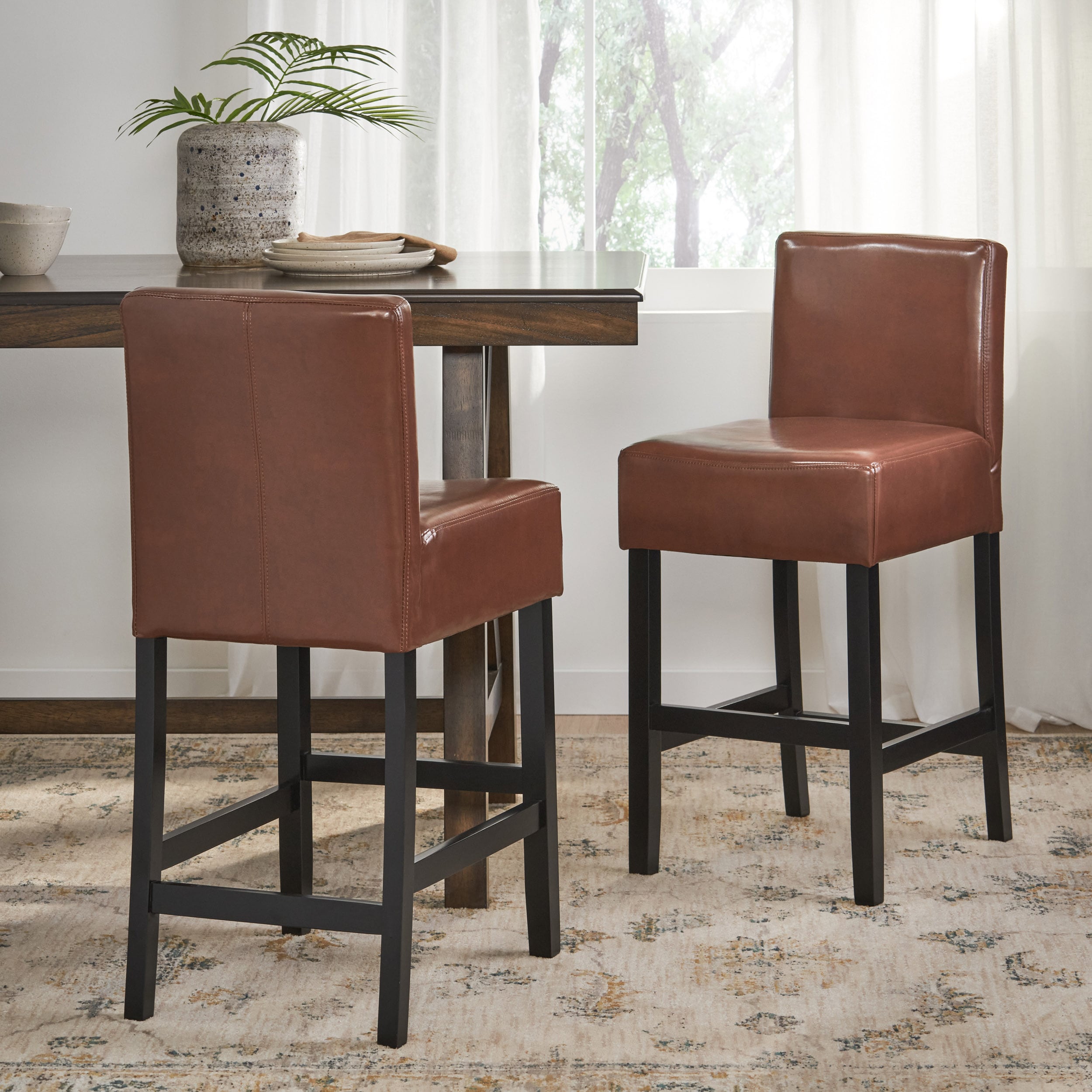 Christopher Knight Home 237523 Zuma Counter Stool with Metal Legs Brown