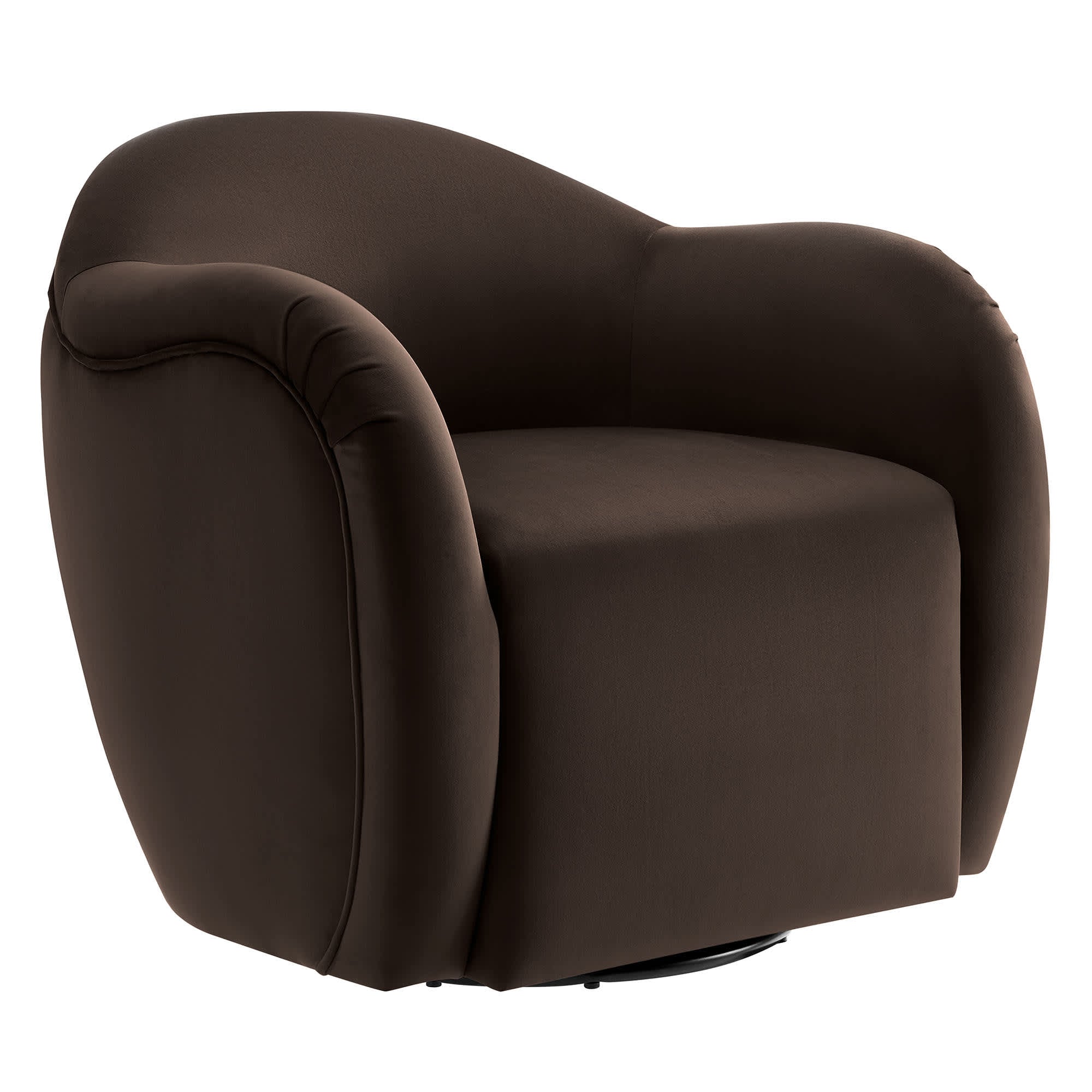  Compose Performance Velvet Swivel Armchair in Chocolate Brown