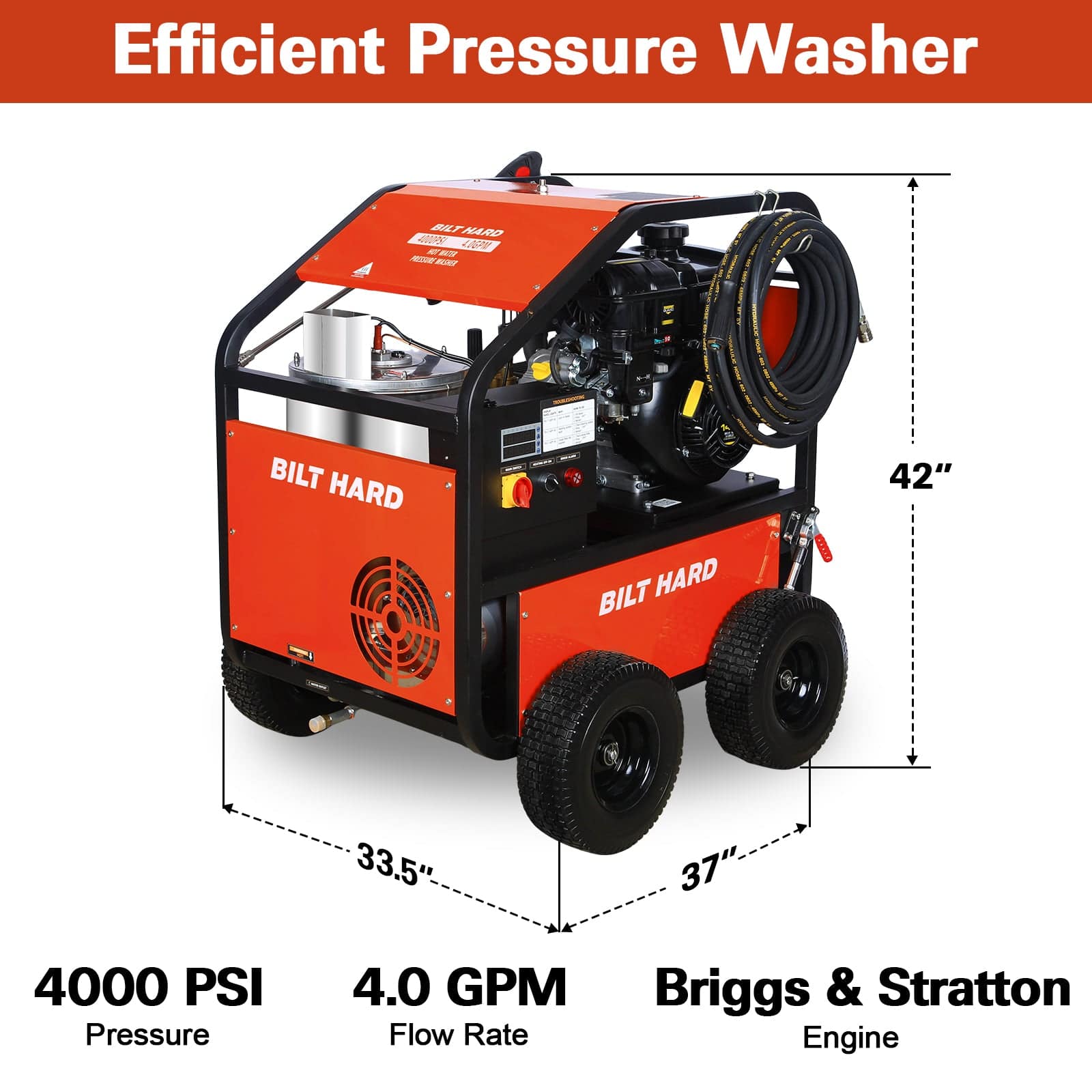 BILT HARD  4000-PSI 4-GPM Hot Water Gas Pressure Washer with 5 Spray Tips Orange Sansujyuku sansujyuku.com