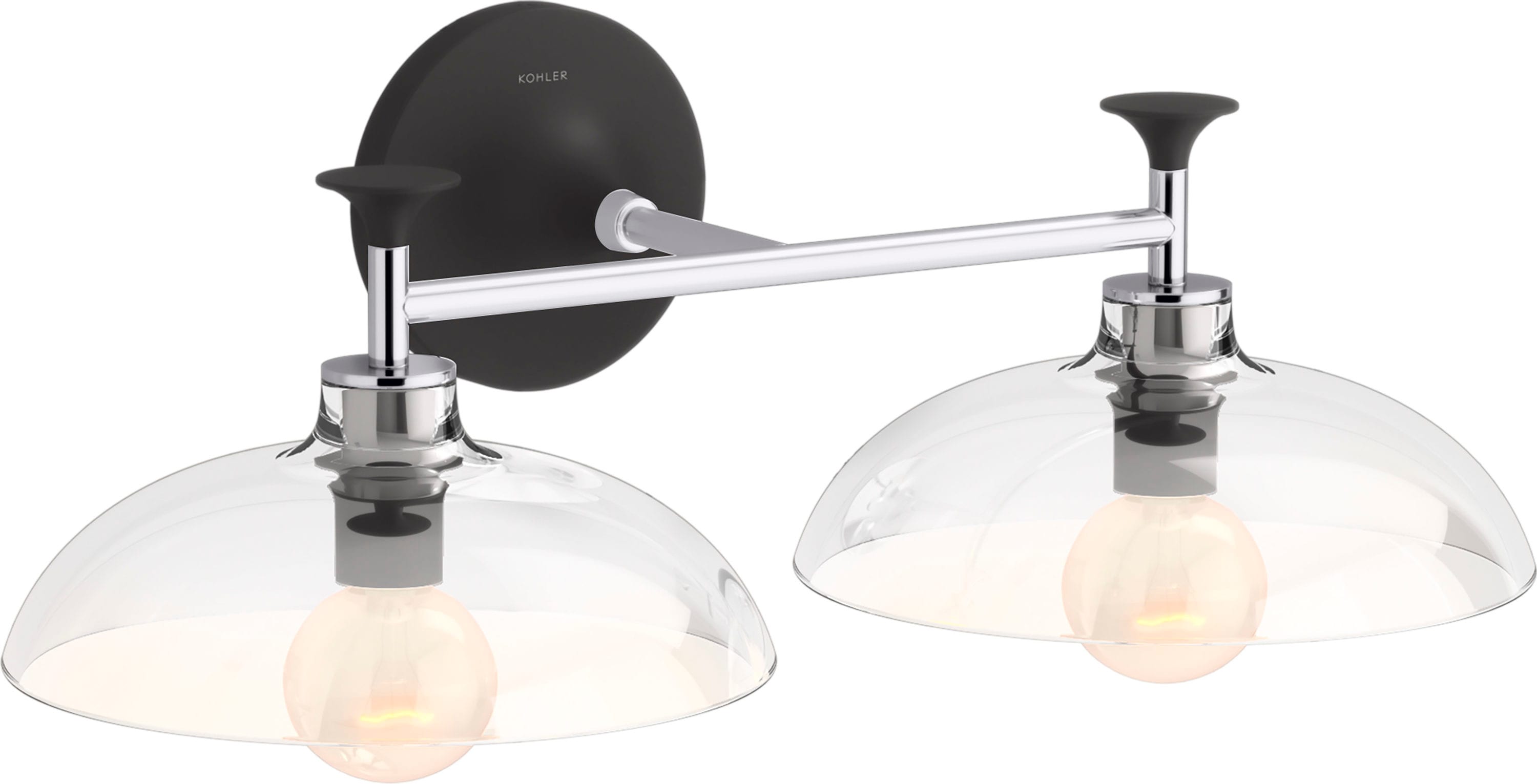 20" Polished Chrome and Matte Black Outdoor Sconce