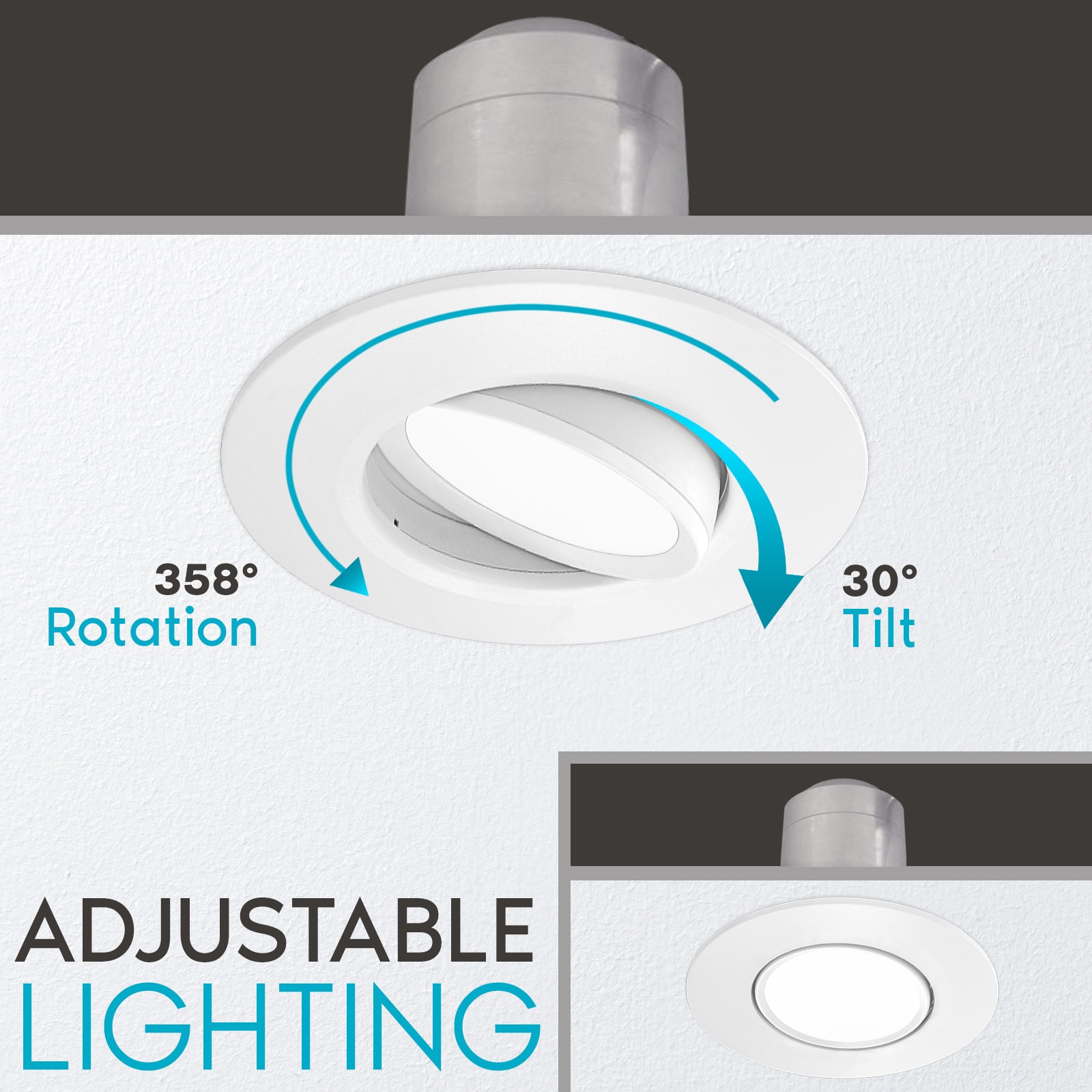 Sleek 5"/6" Selectable CCT LED Recessed Lighting Kit with Tilt and Rotate