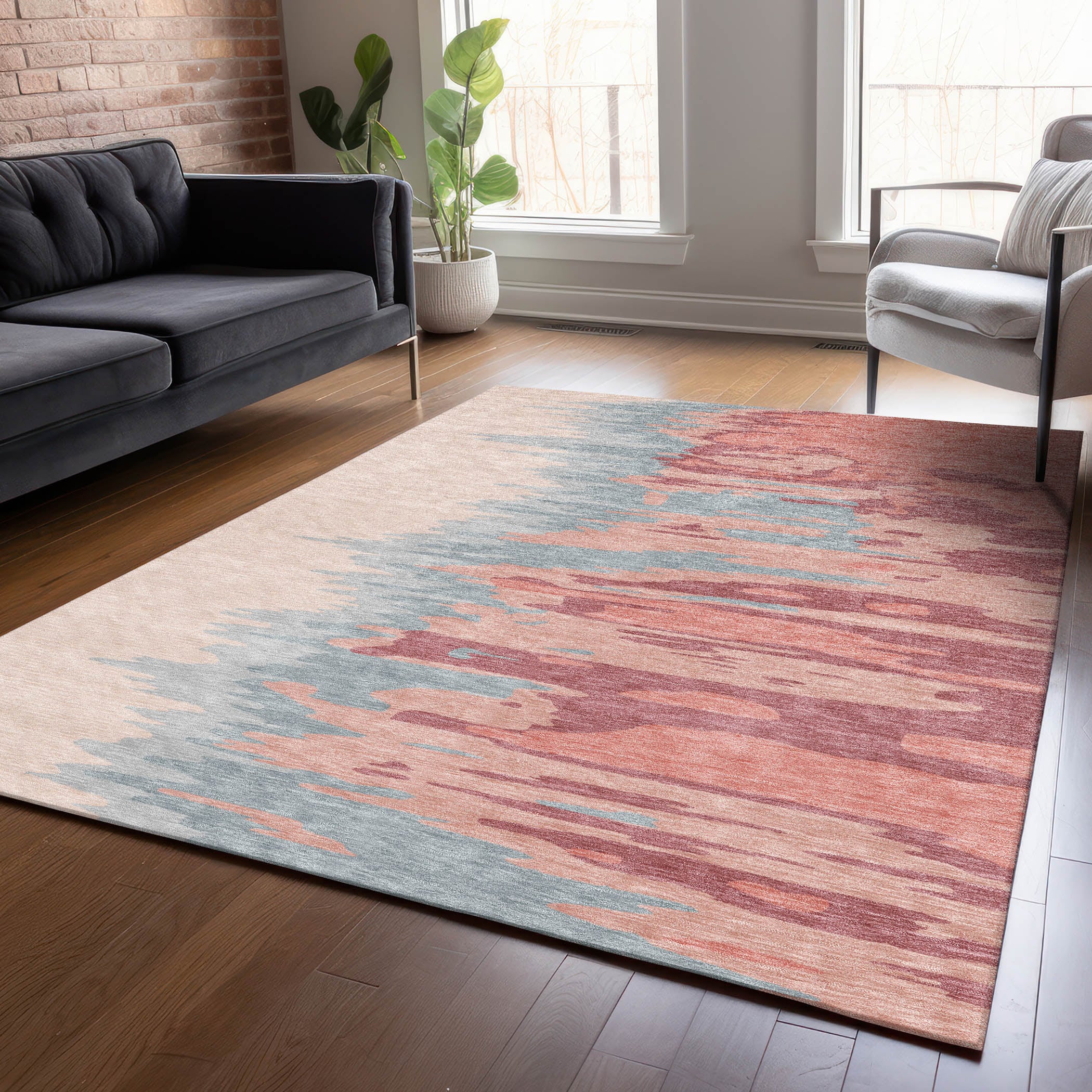 Addison Rugs ACN1050CR3X5 Chantille ACN1050CR 3 x 5 (ft) Polyester Coral Rectangular Indoor/Outdoor Geometric Machine washable Area rug