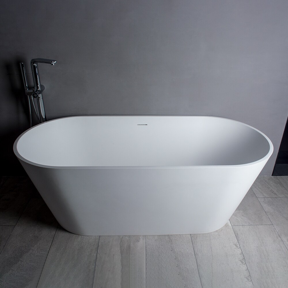 59'' White Matte Solid Surface Freestanding Bathtub