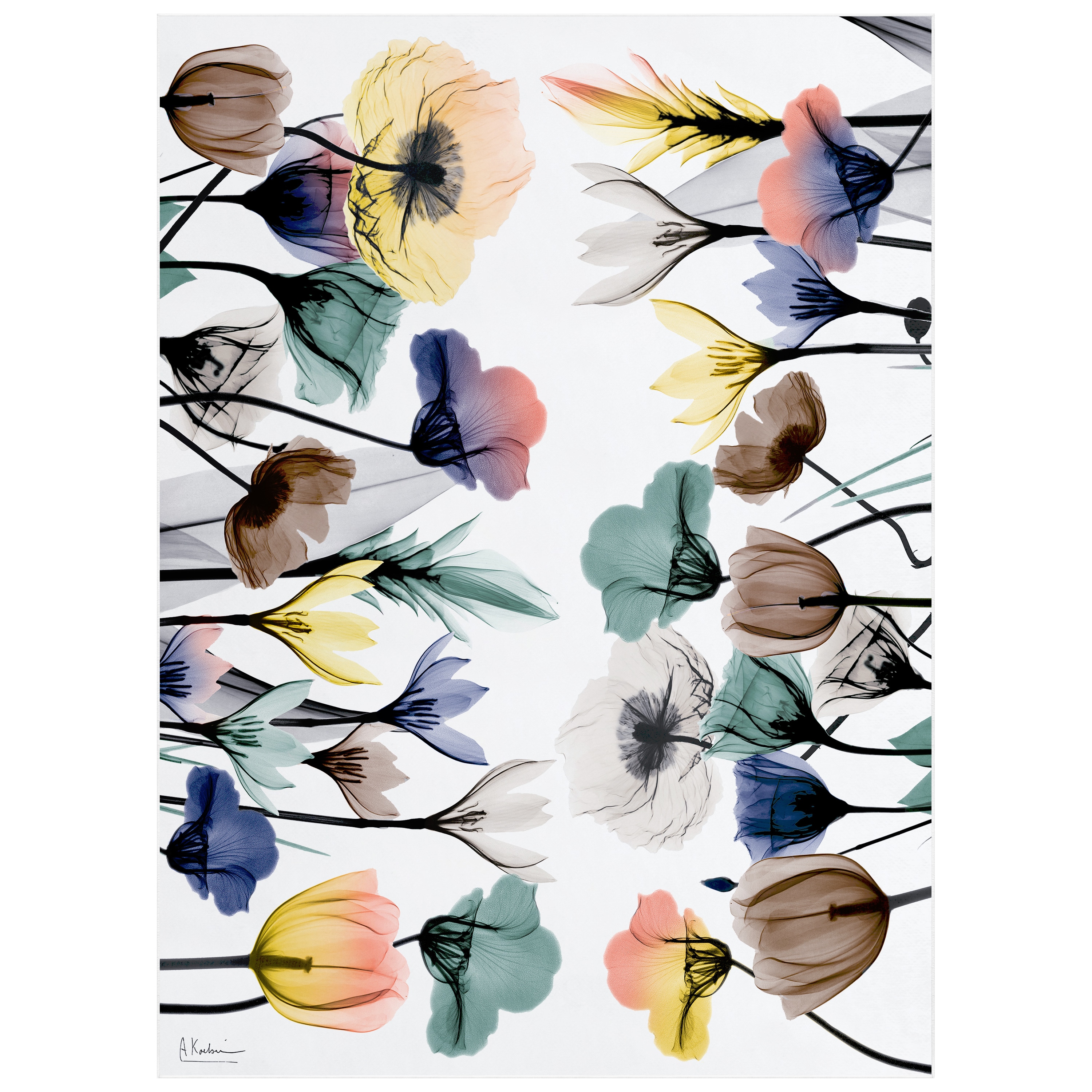 Empire Art Direct Blue, Green, Yellow, Pink, Orange, Purple, Multi-Colored Rectangular Indoor Floral/Botanical Area rug