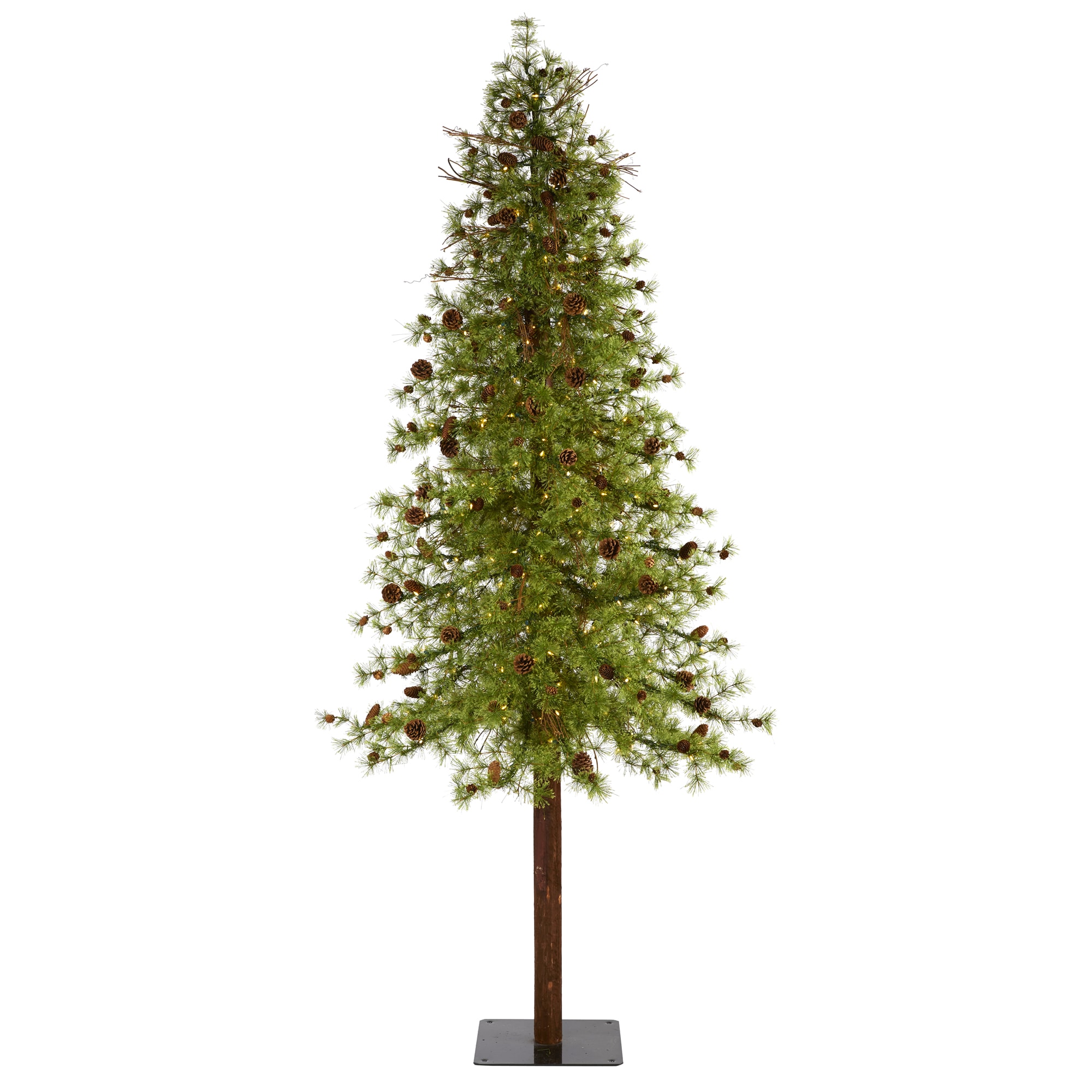 Nearly Natural T1431 9-ft Pine Pre-lit Slim Artificial Christmas Tree with White LED Lights
