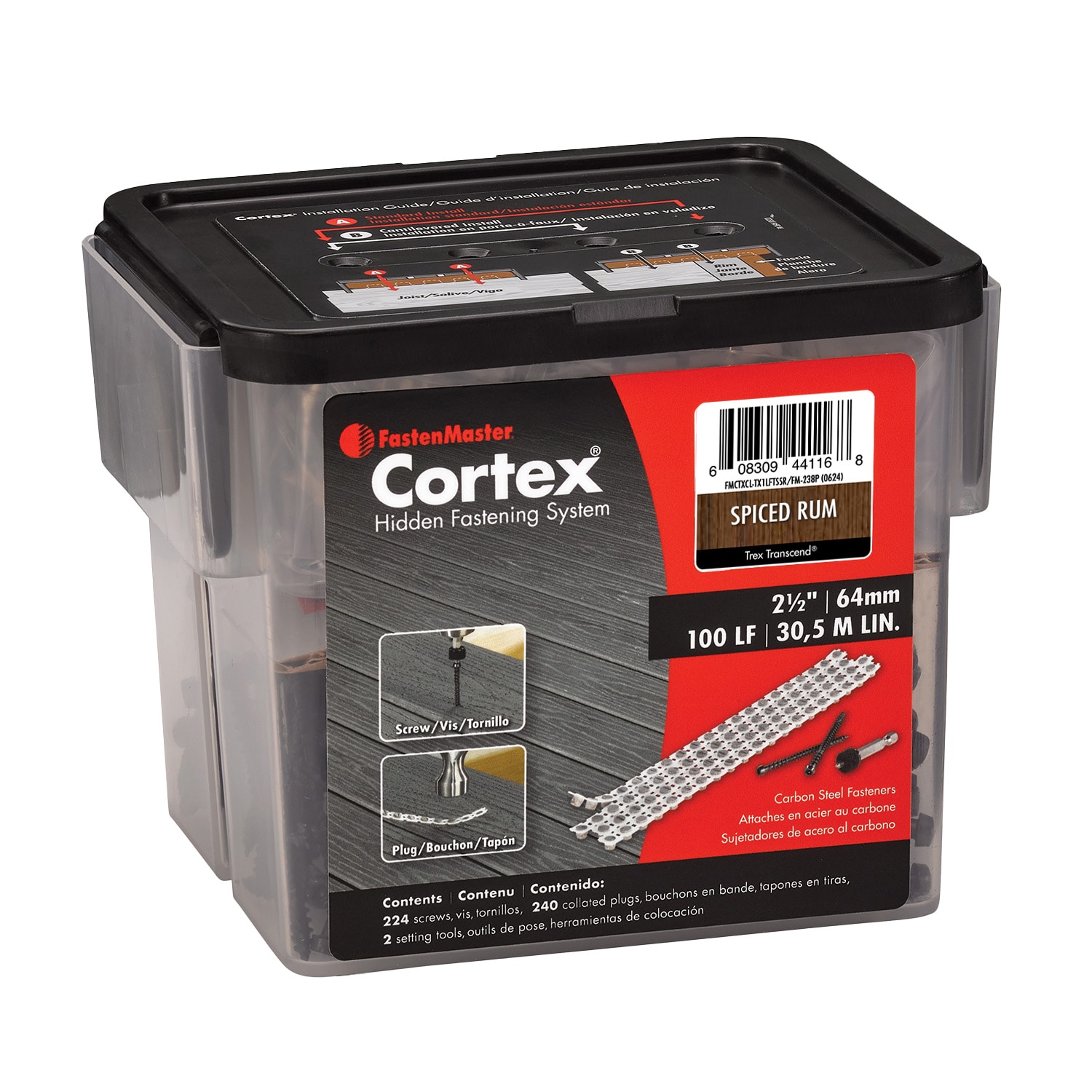 FastenMaster FMCTXCL-TX1LFTSSR Cortex for Trex Transcend Decking 2.5 Inches Spiced Rum Hidden Deck Fastener 100 Square feet ( 224 -Pack )