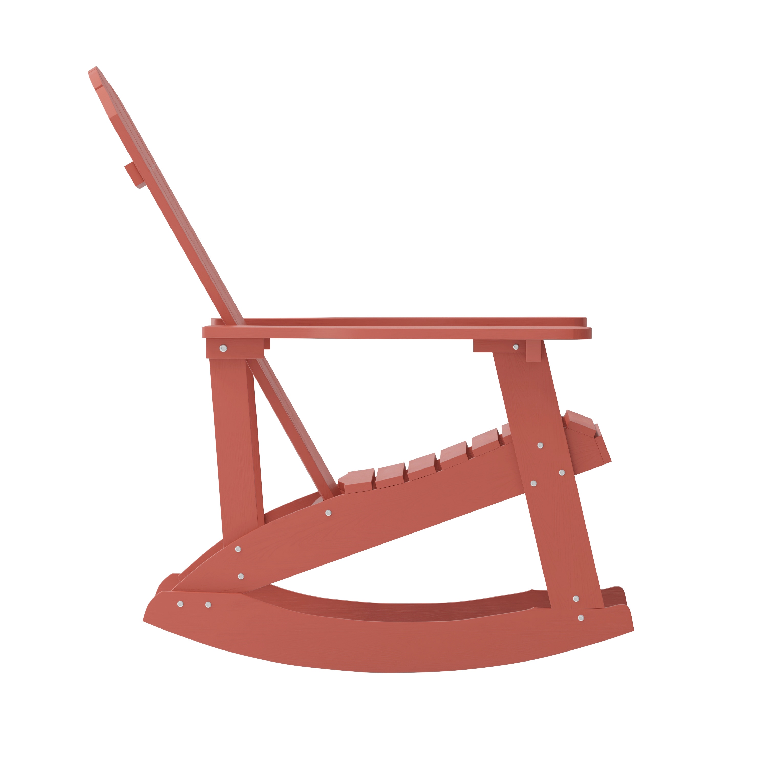 Red Polystyrene Adirondack Rocking Chair with Arms