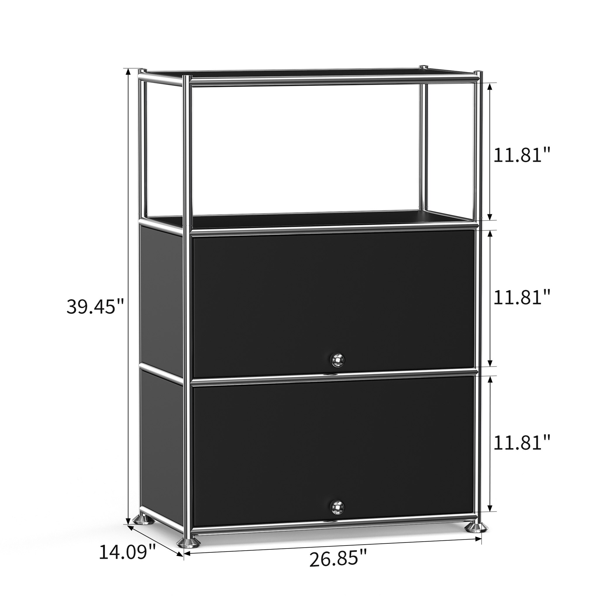 MEGA CASA 4 Tier Modular Metal Sideboard Buffet Cabinet with Open Upper ...