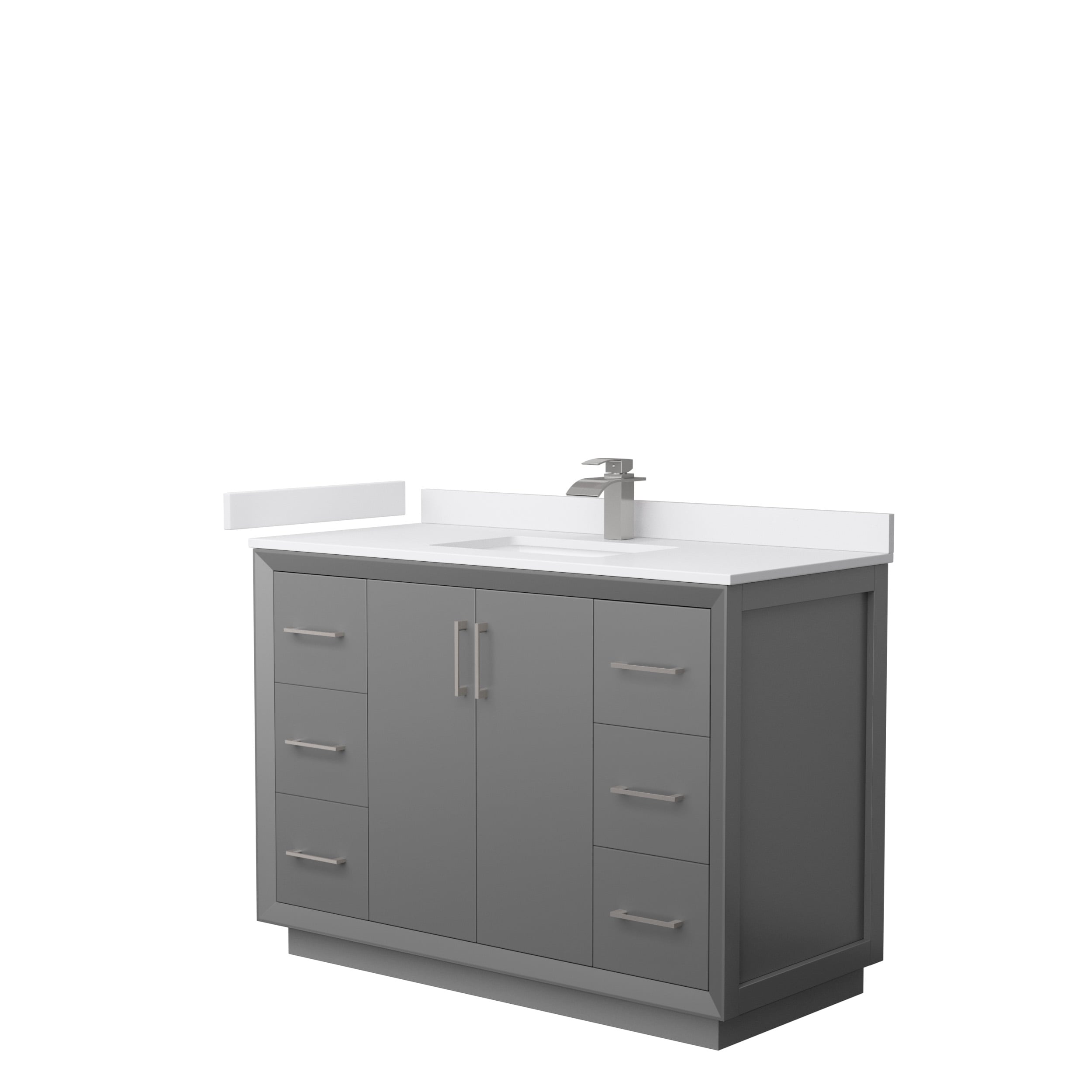 Wyndham Collection WCF414148SKGWCUNSMXX Strada 48-in Dark Gray with Brushed Nickel Trim Undermount Single sink Bathroom Vanity with White cultured marble Cultured marble Top