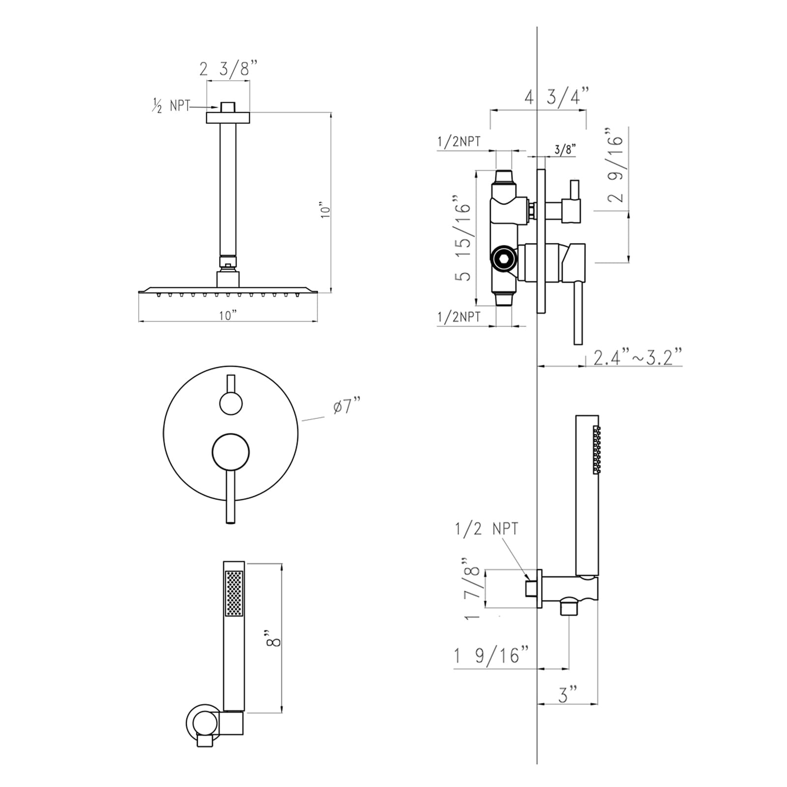 UCLIMAA UCA3585MB Showerhead-Bar-Panels - View #5