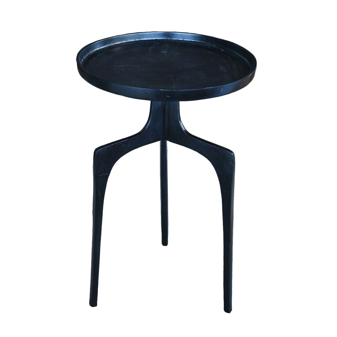 HomeRoots 4000393492 16-in W x 25.5-in H Black Metal Round Modern End Table Fully Assembled