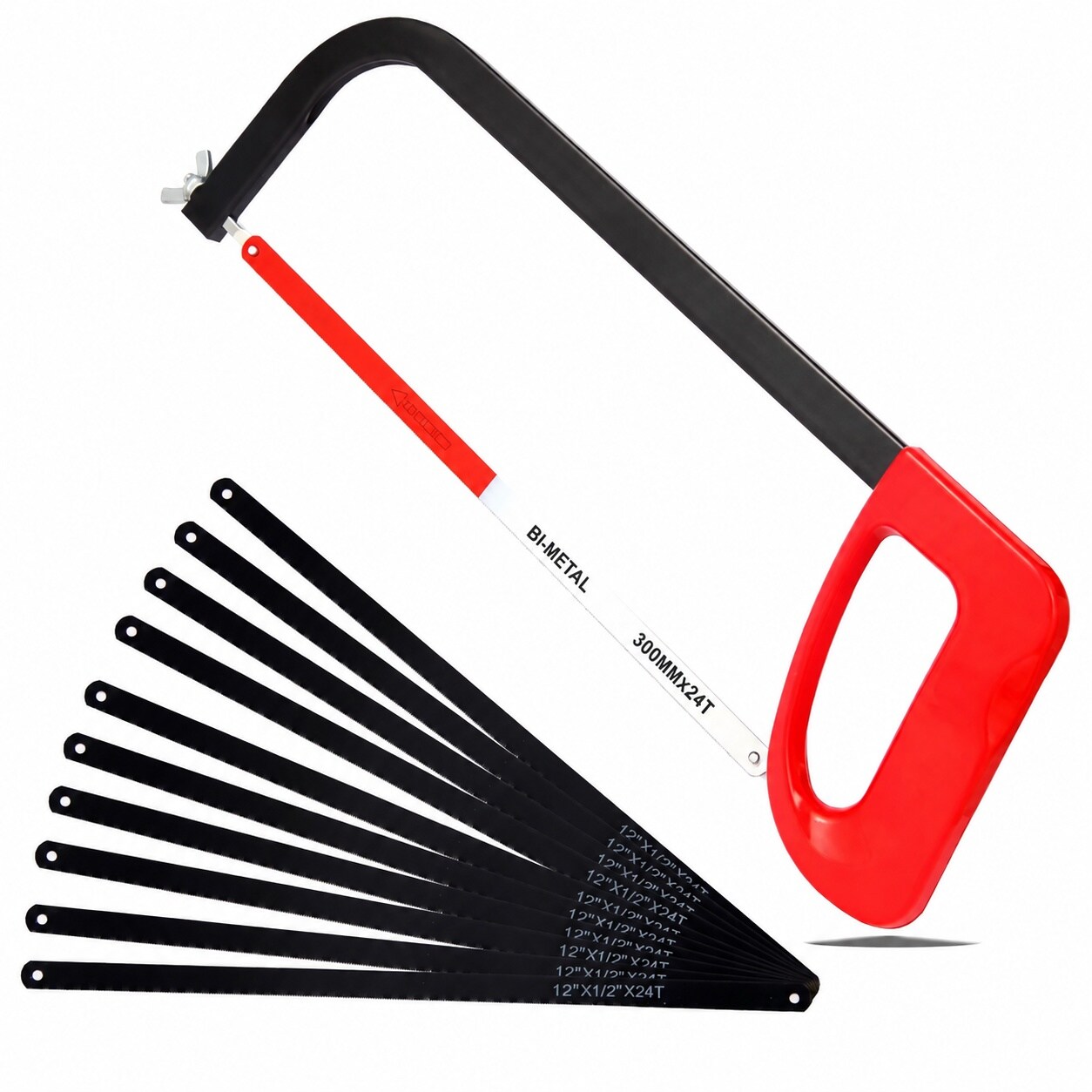 Ahfiwaso 12 In High Tension Hacksaw with 24 TPI Bi Metal Blade and 10 ...
