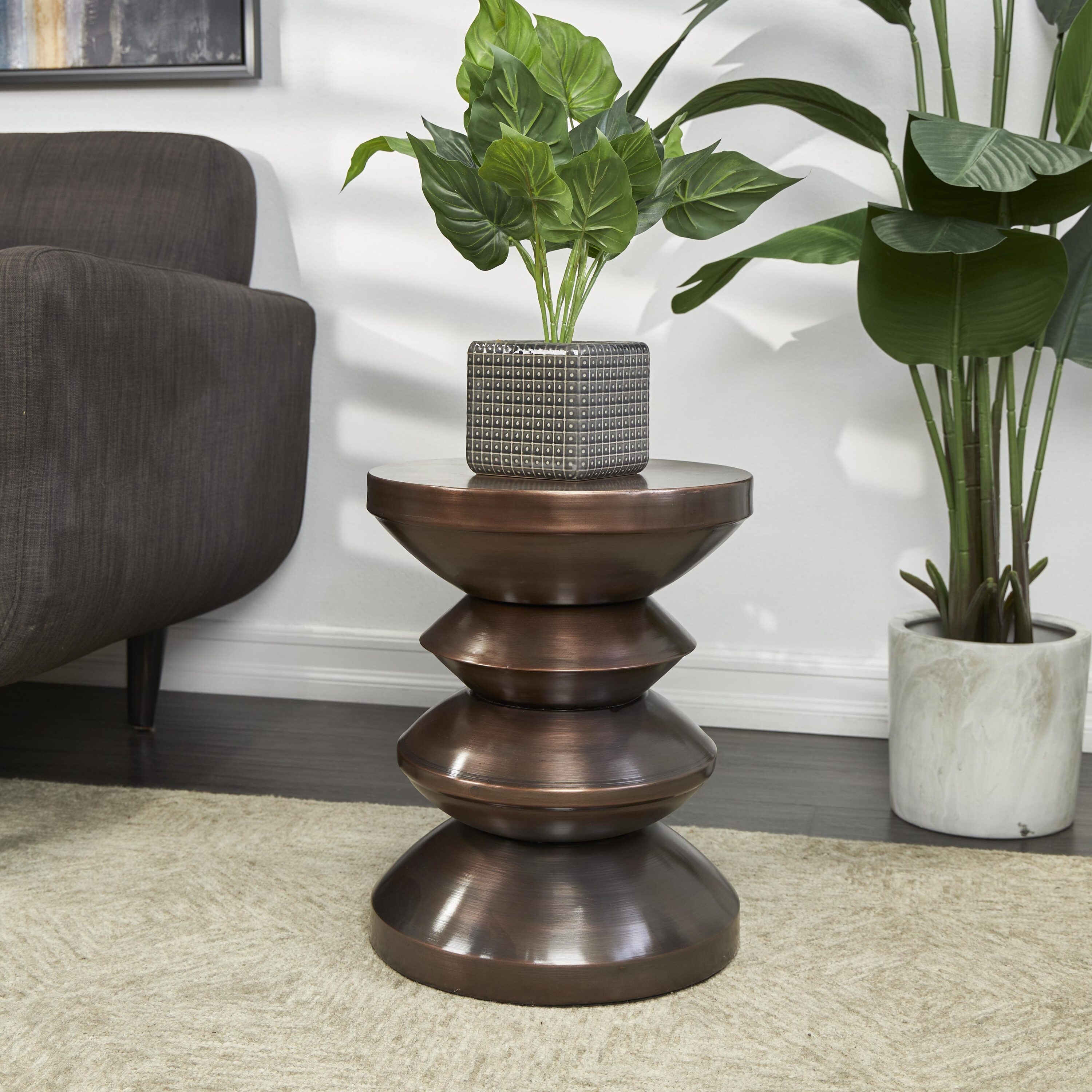 Grayson Lane 820708 14.3-Inches W x 18.25-Inches H Copper 18" Art Deco Metal Round Modern End Table