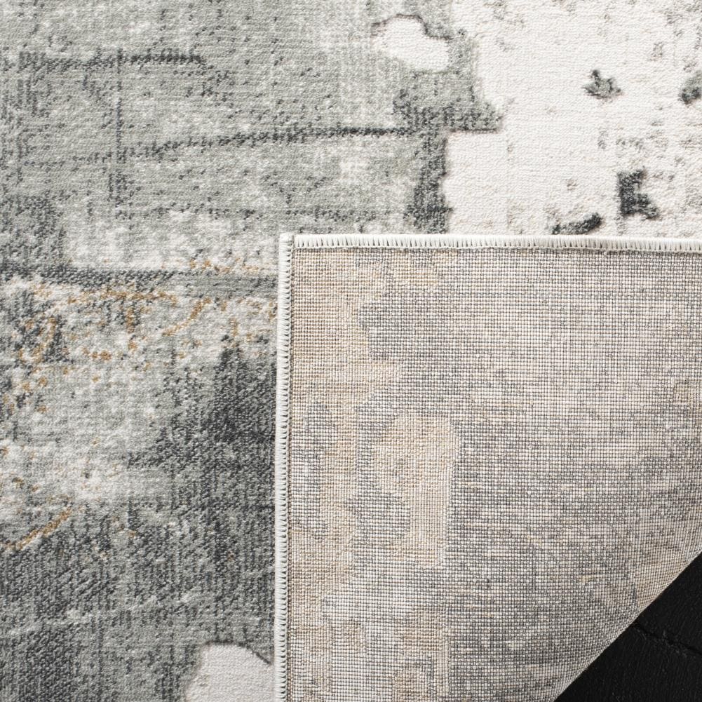 Gray and Beige Abstract Synthetic Runner Rug, 2' x 20'