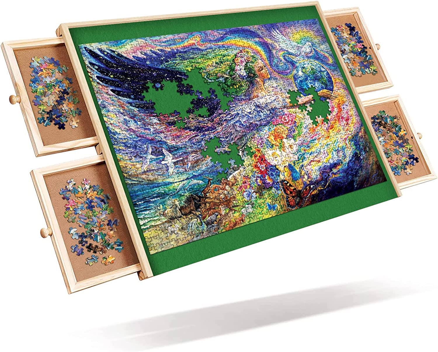 FUFU&GAGA 1000-Piece Jigsaw Puzzle Board, Lightweight Non-Slip Surface  Puzzle Tables with 2 Removable Puzzle Trays for Gift Party YLM-ZYK0017 -  The Home Depot