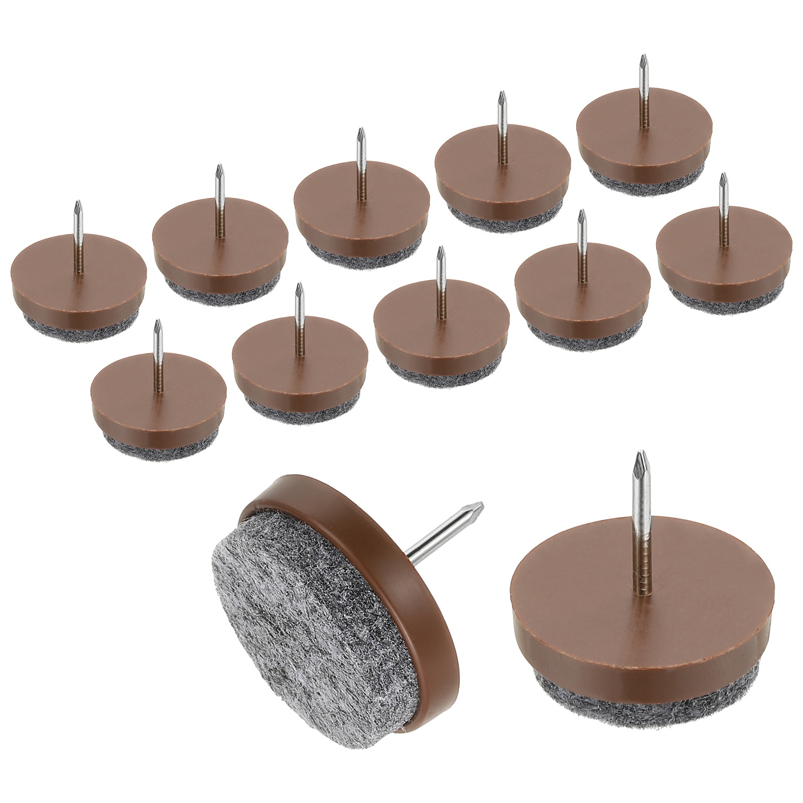 PATIKIL 0.94inch Screw-on Furniture Felt Pad 40pcs Nail on Chair Leg Floor Protectors Glide Round Slider Screw-in for Chair Table Furniture Brown