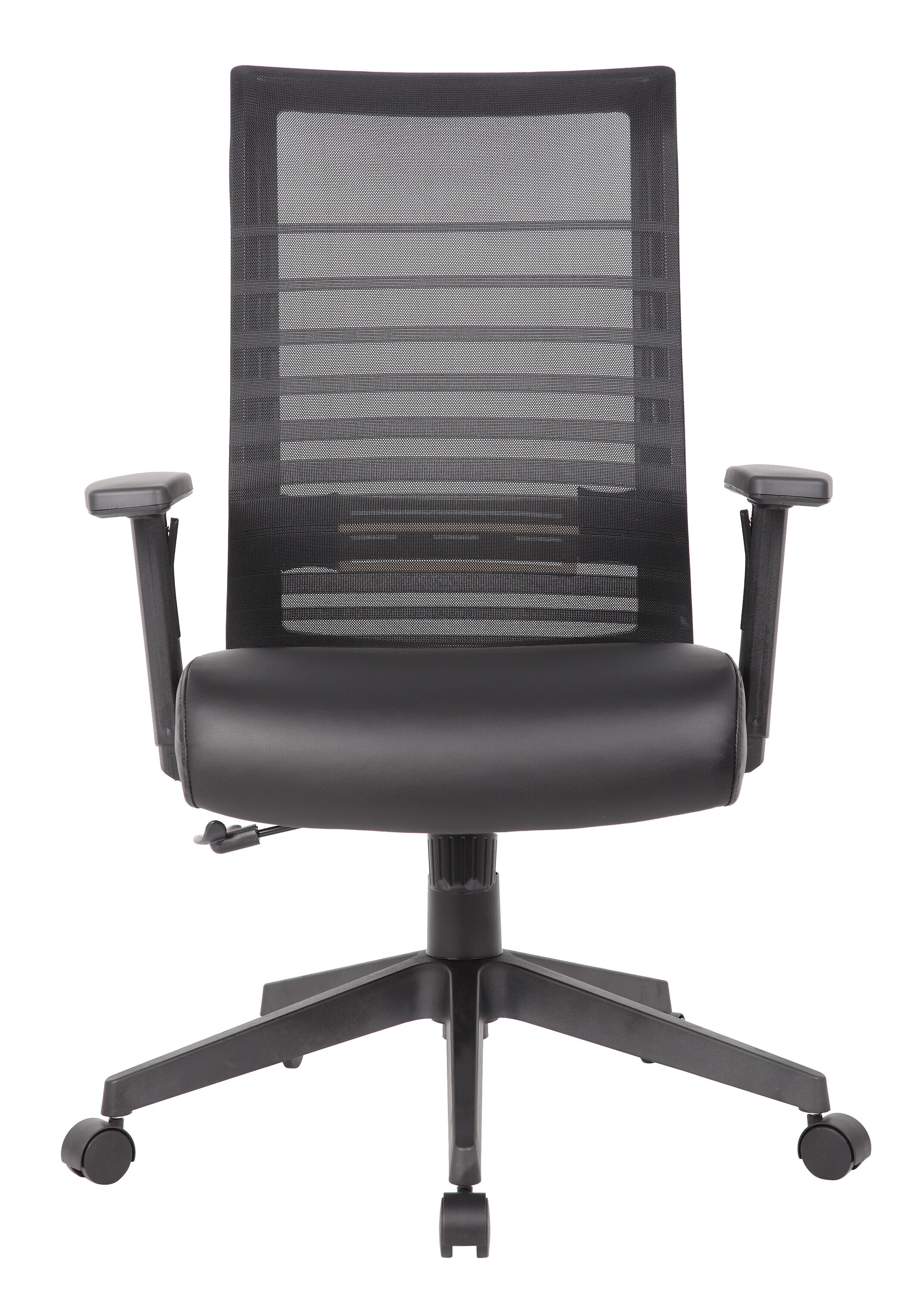 Black Ergonomic Mesh Back Vinyl Task Chair with Adjustable Arms