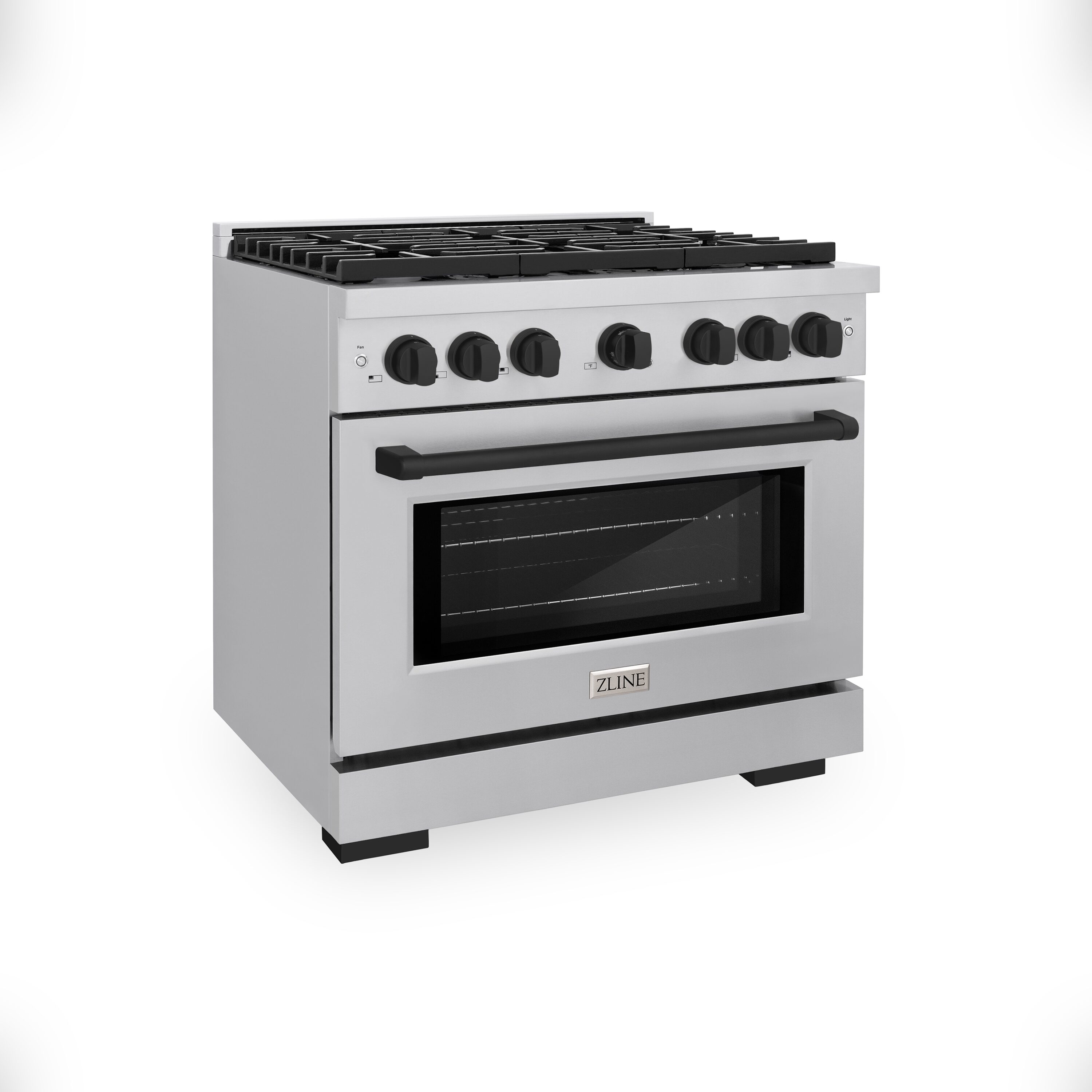ZLINE KITCHEN & BATH SGRZ-36-MB Paramount 36-in 6 burners 5.2-cu ft Convection Oven Freestanding Natural Gas Range ( Stainless Steel with Matte Black Accents )