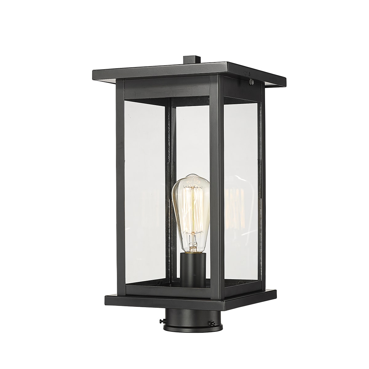 Millennium Lighting 4124-PBK Bowton 15.625-Inches Powder Coat Black Farmhouse Outdoor Light post lantern