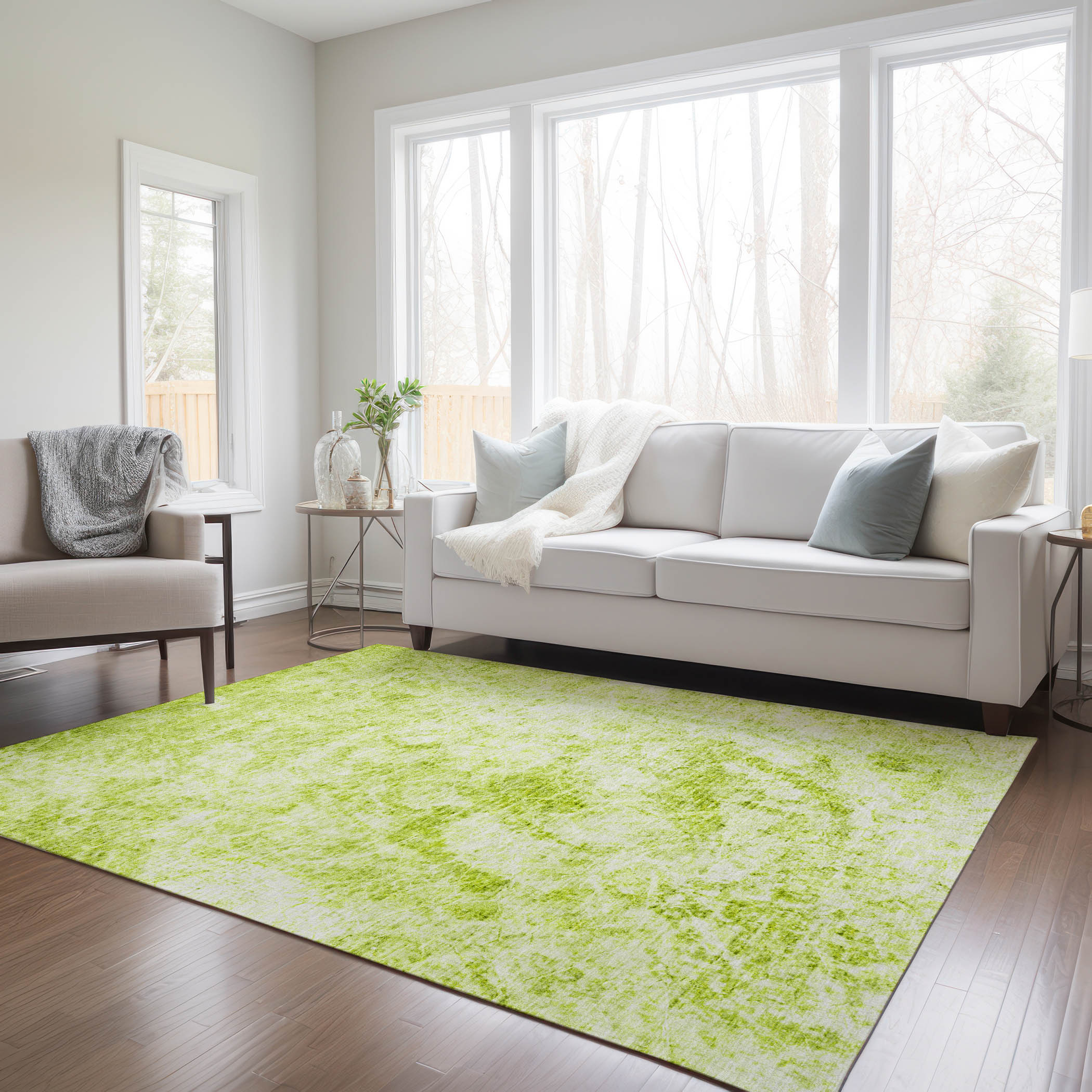 Addison Rugs ACN553AL8X10 Chantille ACN553AL 8 x 10 (ft) Polyester Aloe Rectangular Indoor/Outdoor Floral/Botanical Machine washable Area rug