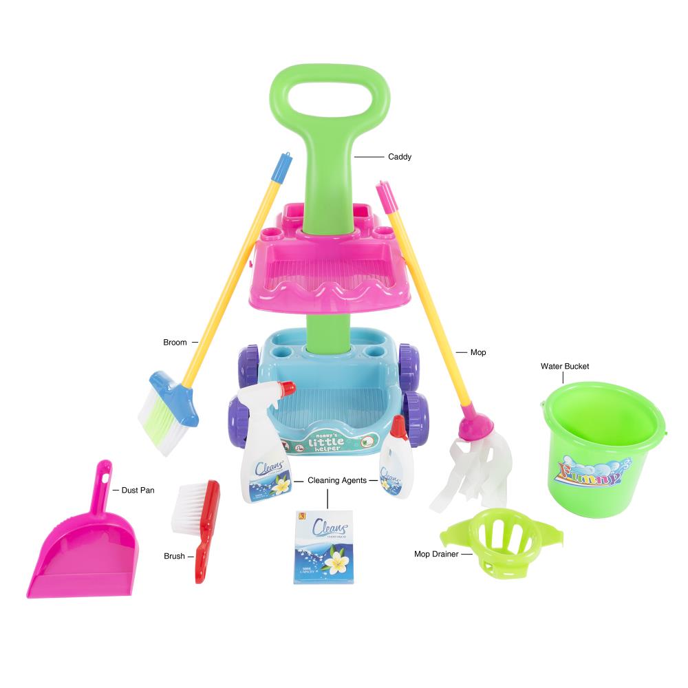 Kids' Pretend Play Cleaning Toy Set With Vacuum, Broom, Mop, Cleaning Car,  Tool Kit For Cleaning And Housekeeping