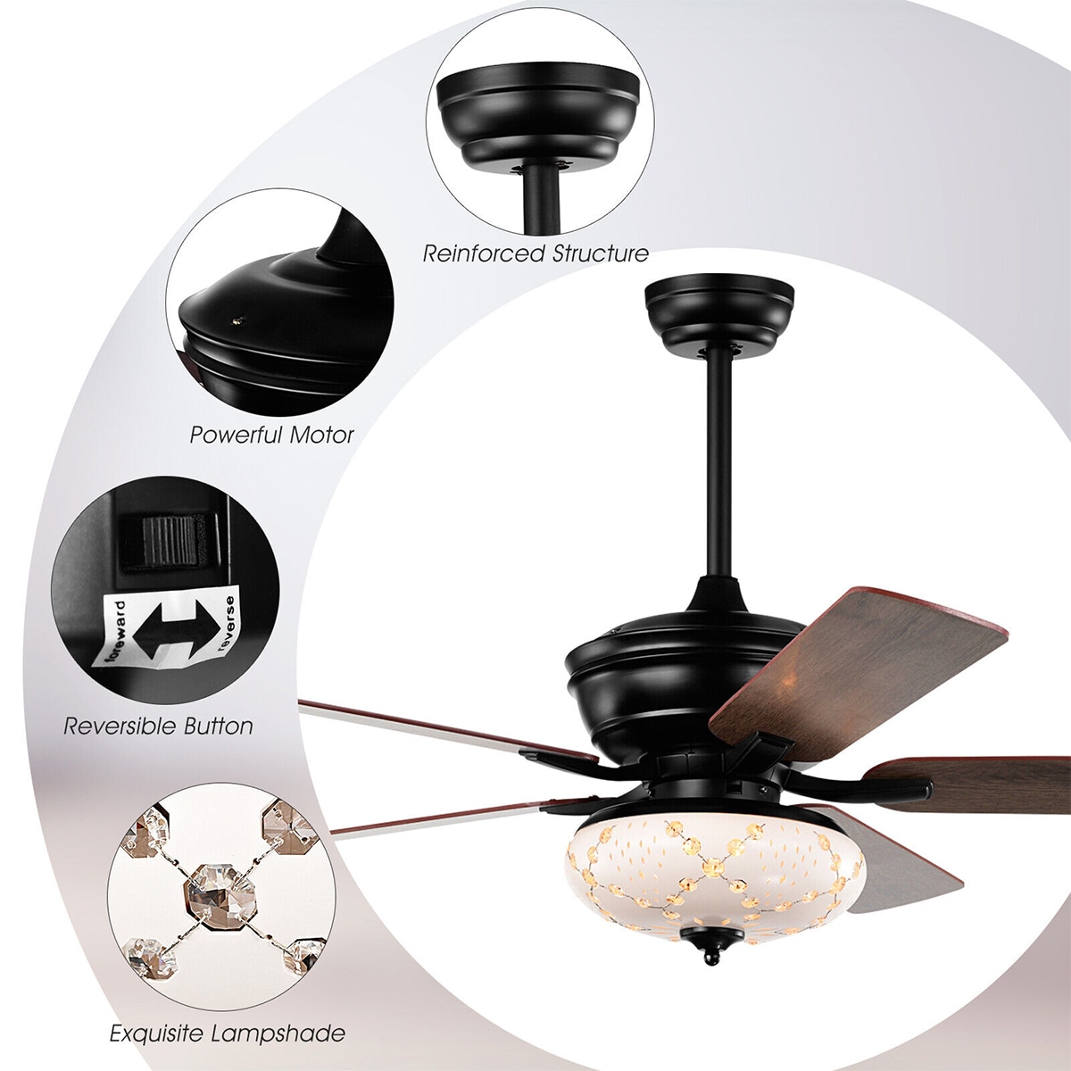 WELLFOR DFJ10099US-BK Ceiling-Fans - View #3
