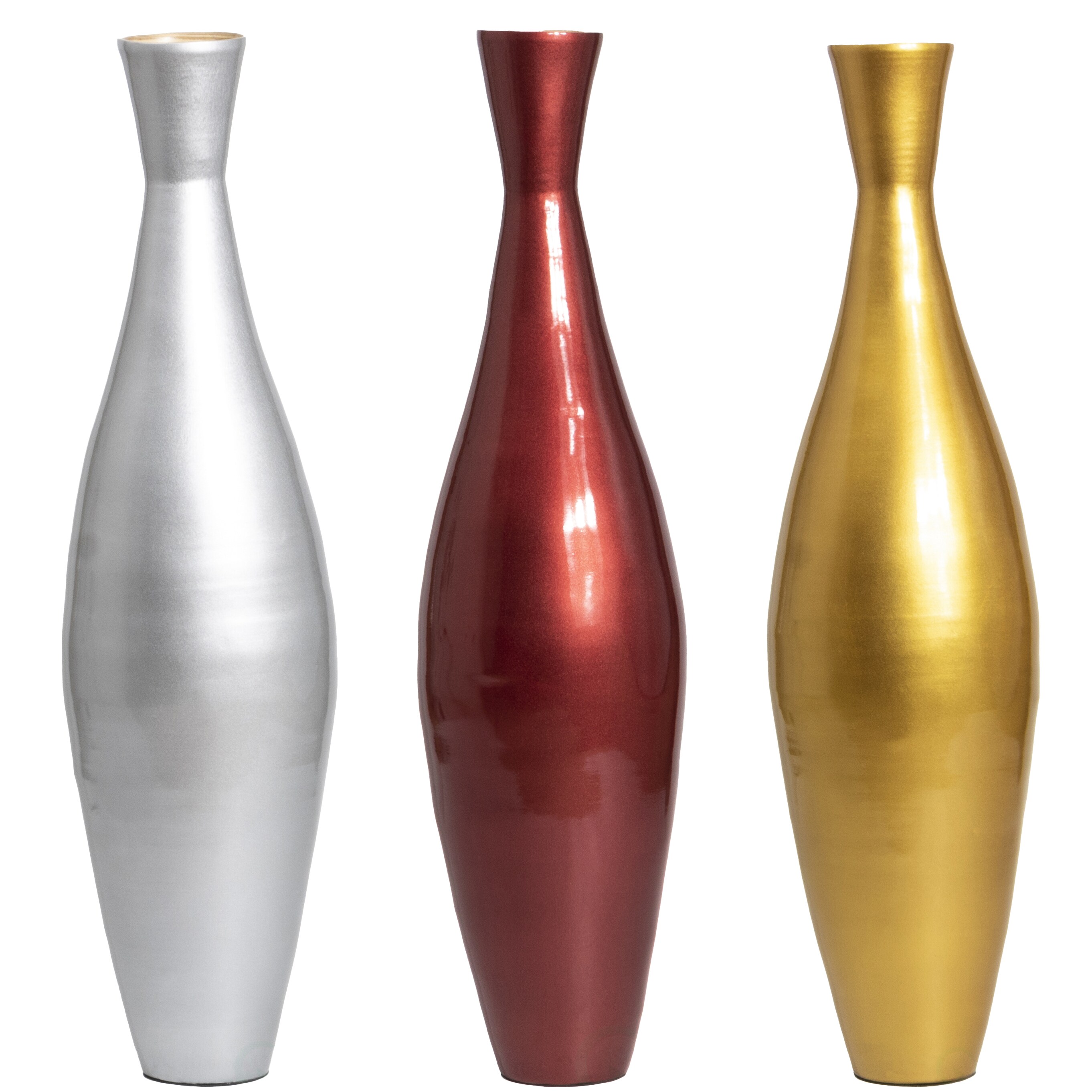 Uniquewise QI003889.3 3 -Pack Multiple colors/finishes Wood Modern Vase