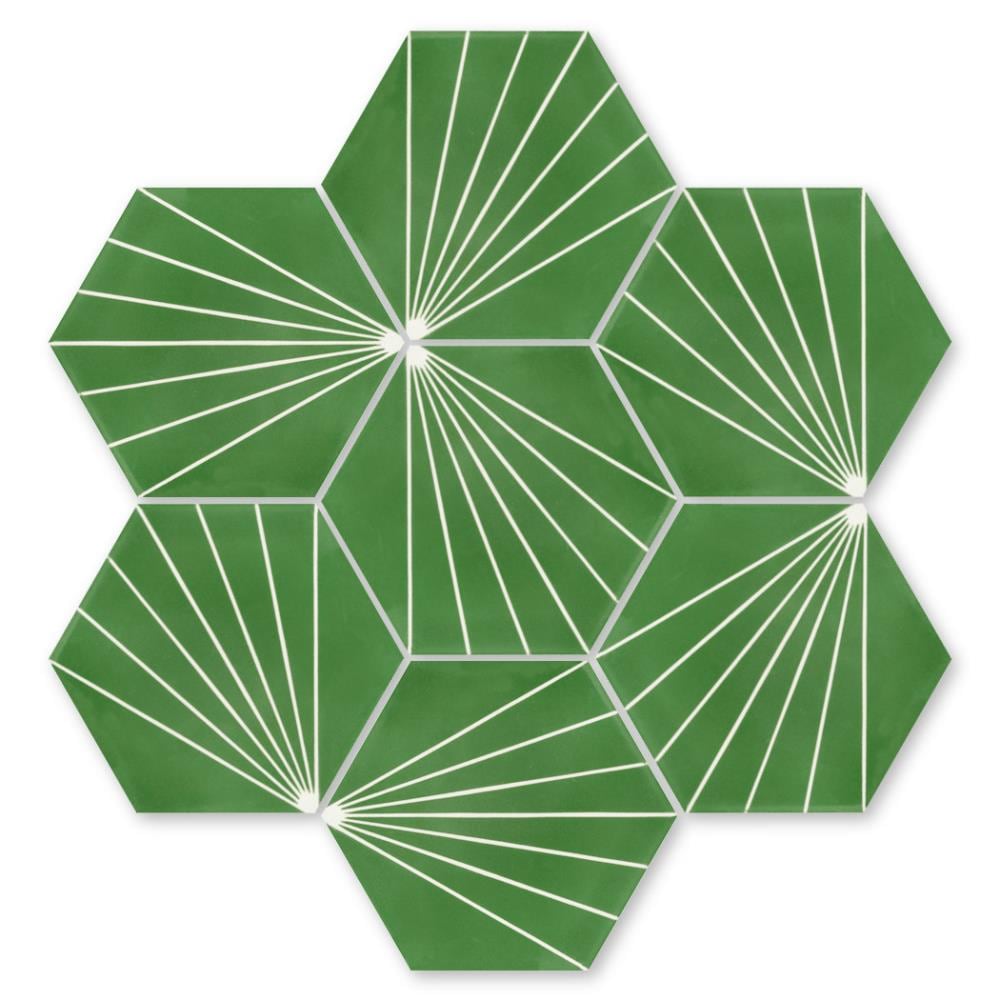 Villa Lagoon Tile LH-SPAR3-S12-P16 Spark C Monte Verde 8-in x 9-in Unglazed Cement Patterned Hexagon Floor and Wall Tile (5.9701-sq. ft/ Carton)