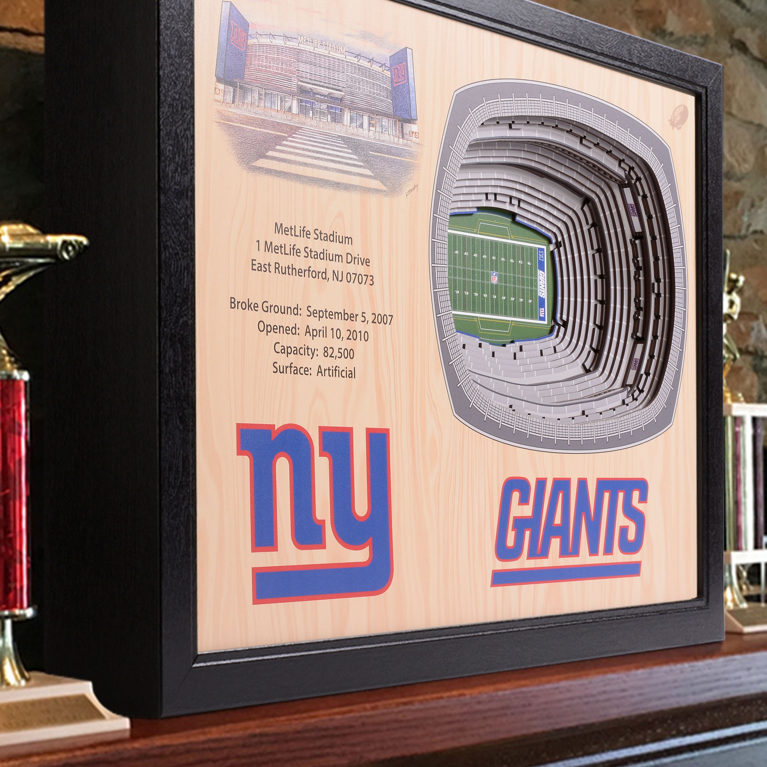 YouTheFan NFL New York Giants 5-Layer Stadiumviews 3D Wooden Wall