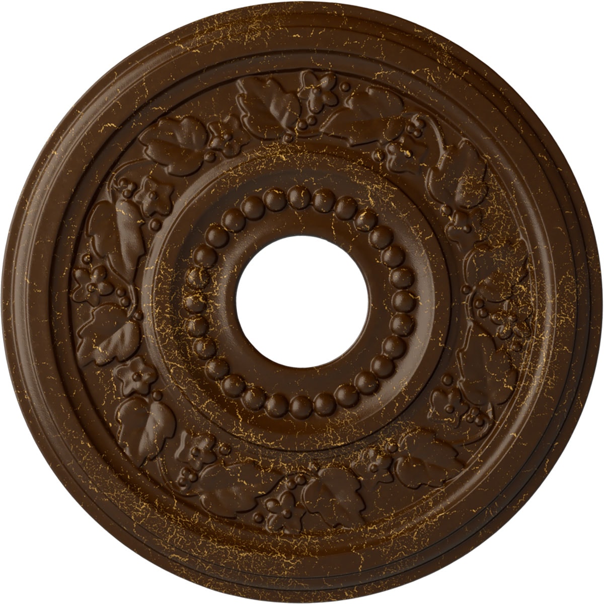 Ekena Millwork CM16GNRBC Genevieve 16.125-in W x 16.125-in L Painted Root Beer Crackle Polyurethane Whole Ceiling Medallion