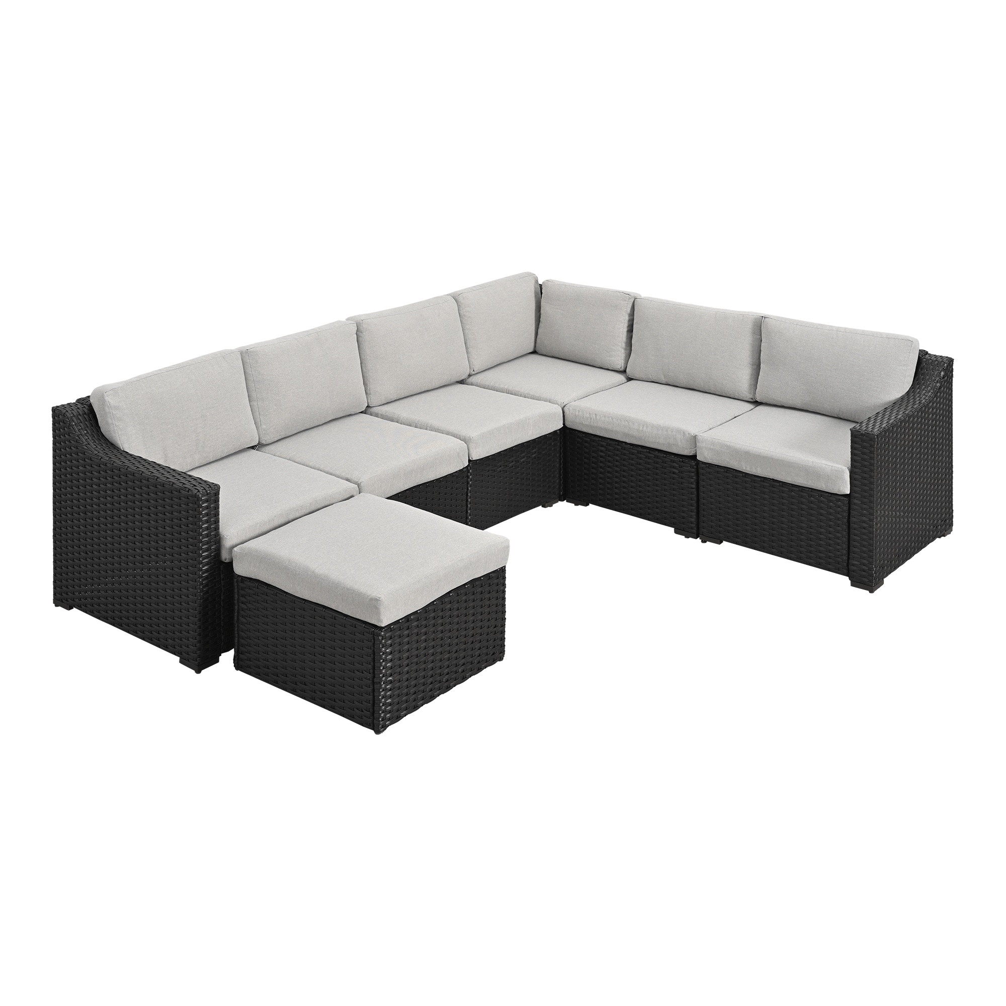 Wicker Outdoor Sectional With Brown Cushion(s) And Iron Frame In The 