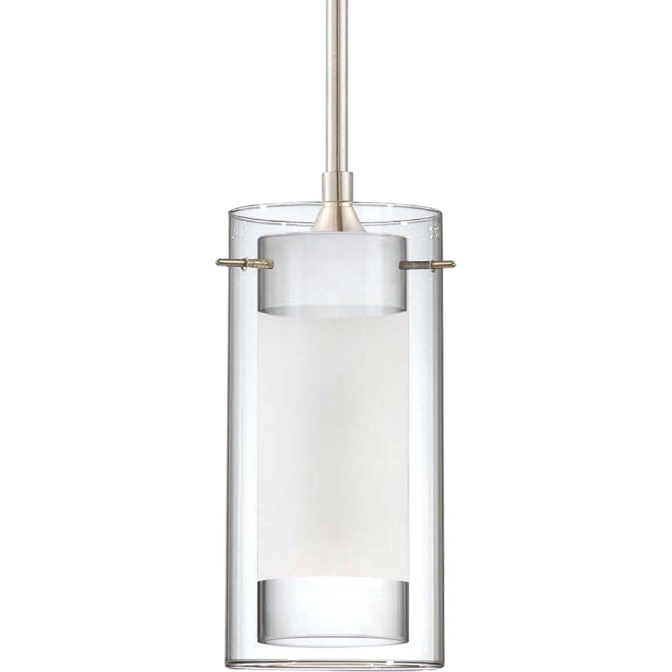 Volume Lighting V2427-33 Espirit 1 -Light Brushed nickel Traditional Clear glass Cylinder Mini Hanging Pendant light