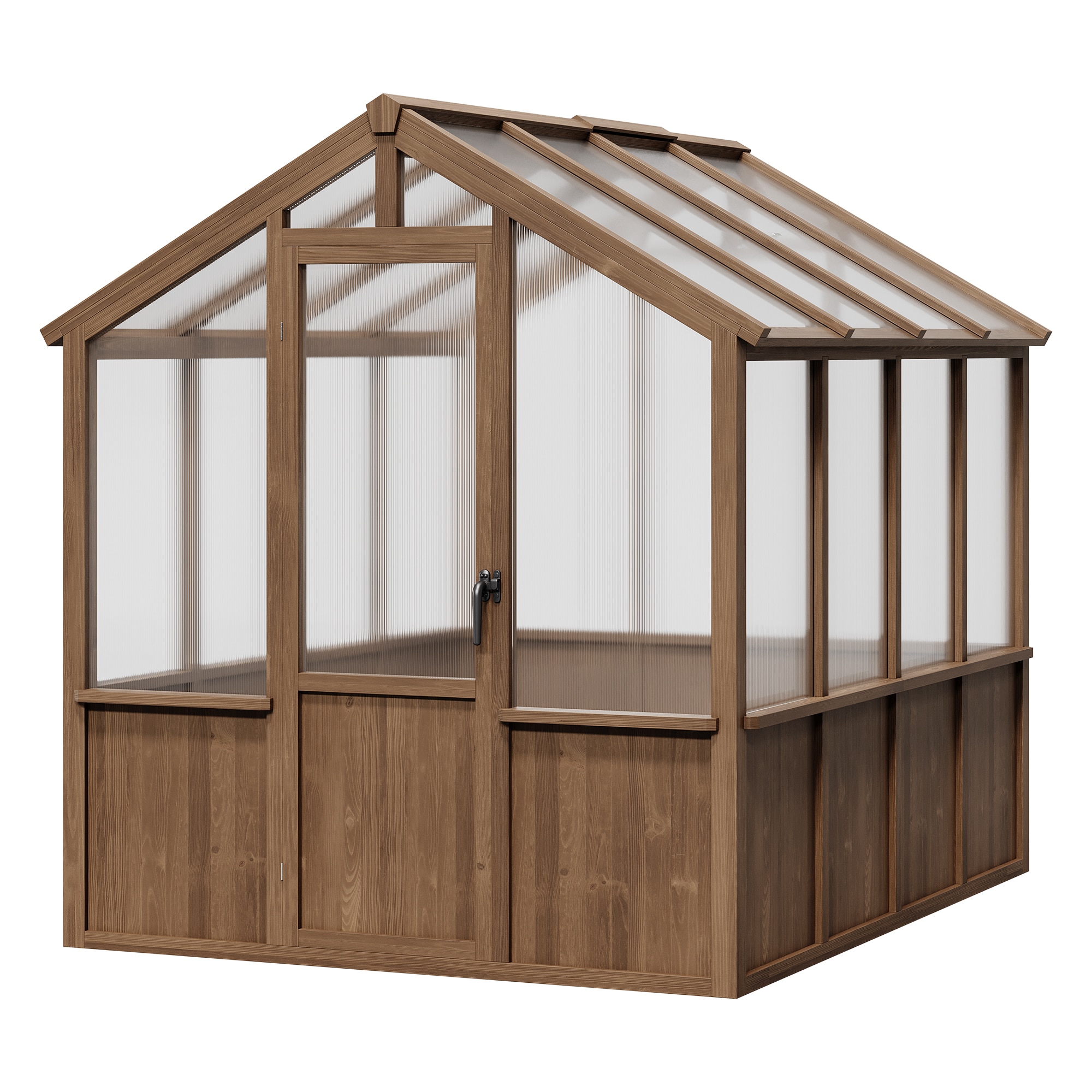 Garvee 6x8 Ft Large Wooden Greenhouse With Heavy Duty Spruce Frame Adjustable Roof Vent PC Panels And Lockable Door For Outdoor Garden Backyard Patio