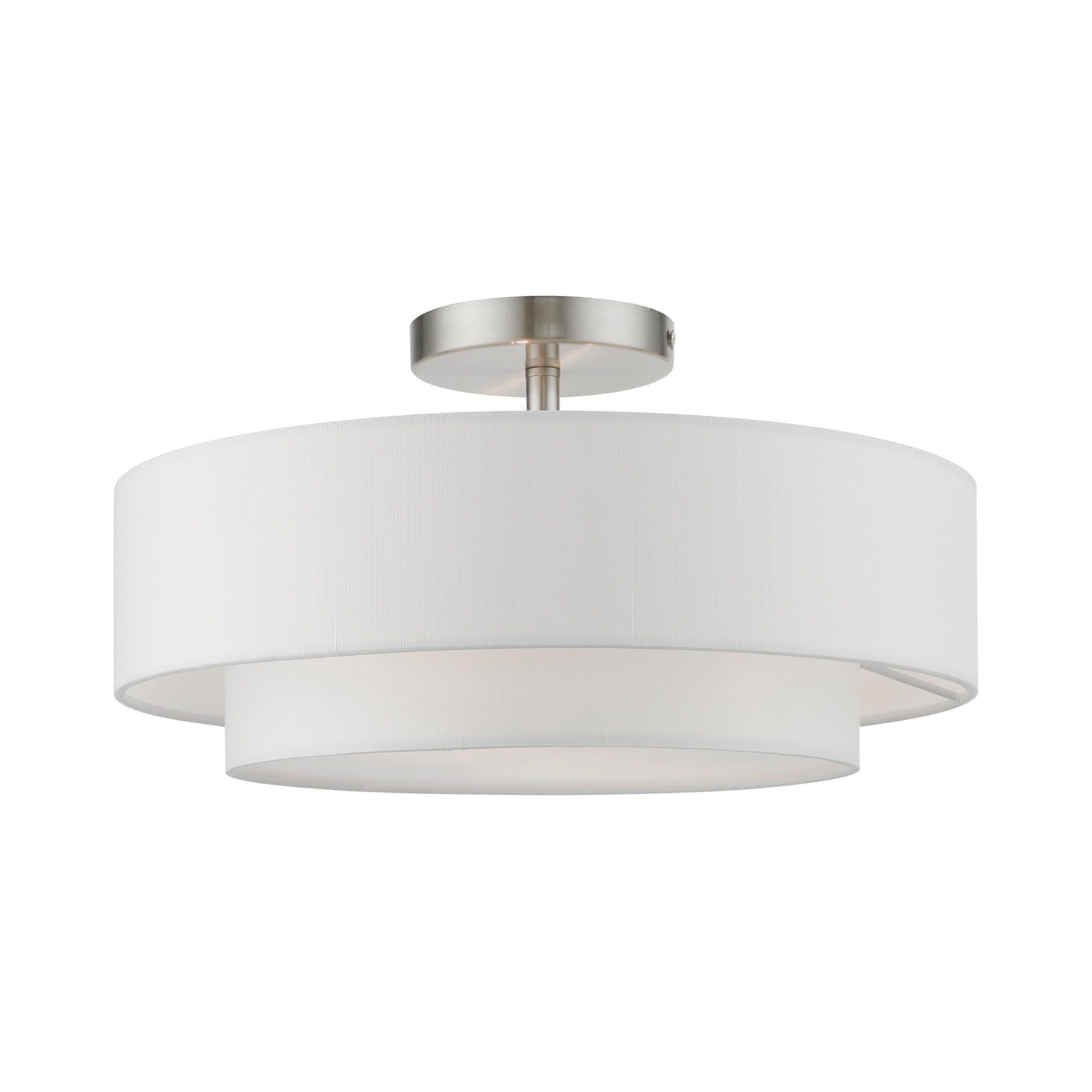 Brushed Nickel 2-Light Semi-Flush Mount with Glass Drum Shade