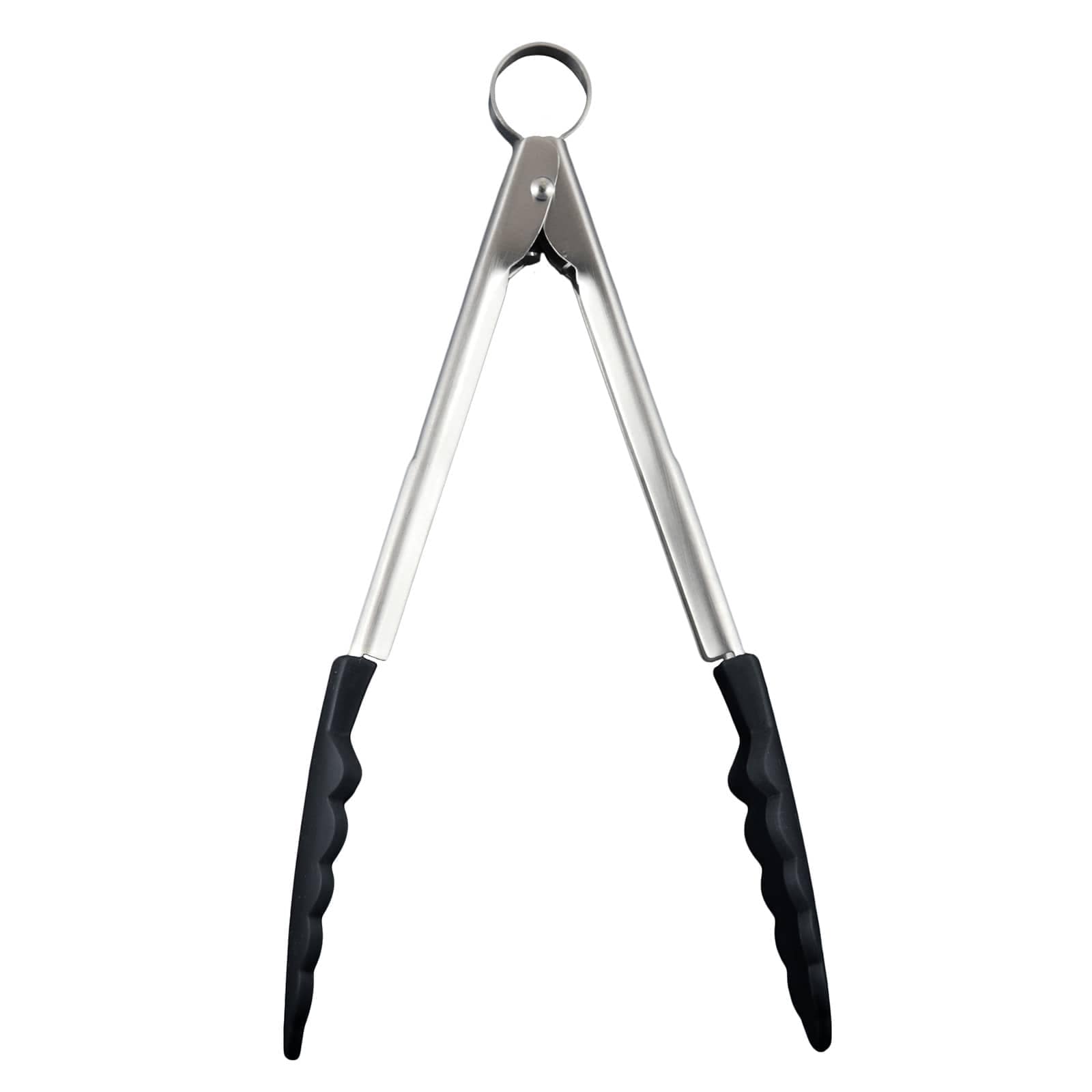 Cuisipro 74708602 9.5 Inch Silicone Locking Tongs Black