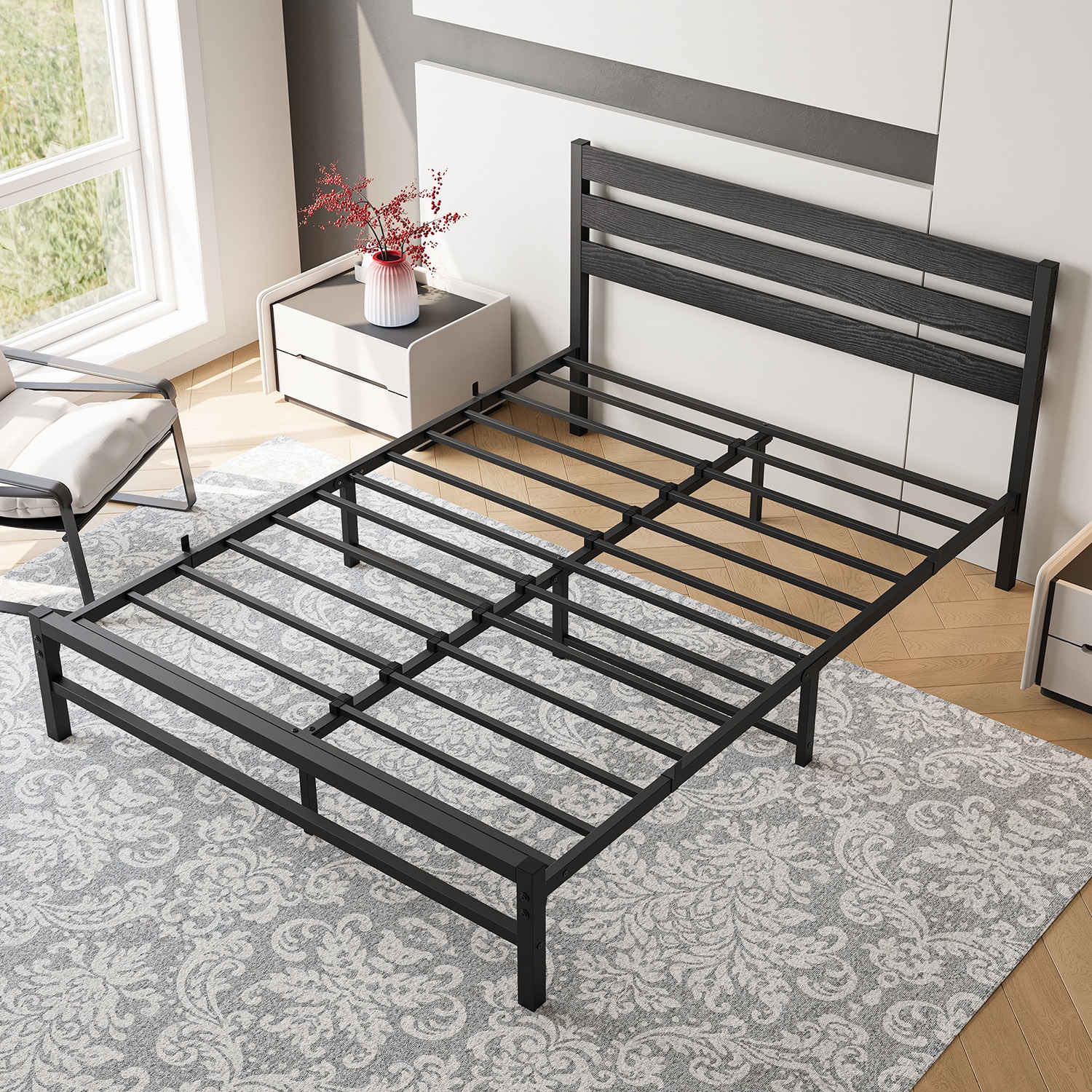 Mondawe MO-HS07712 Black Queen Metal Bed frame Bed