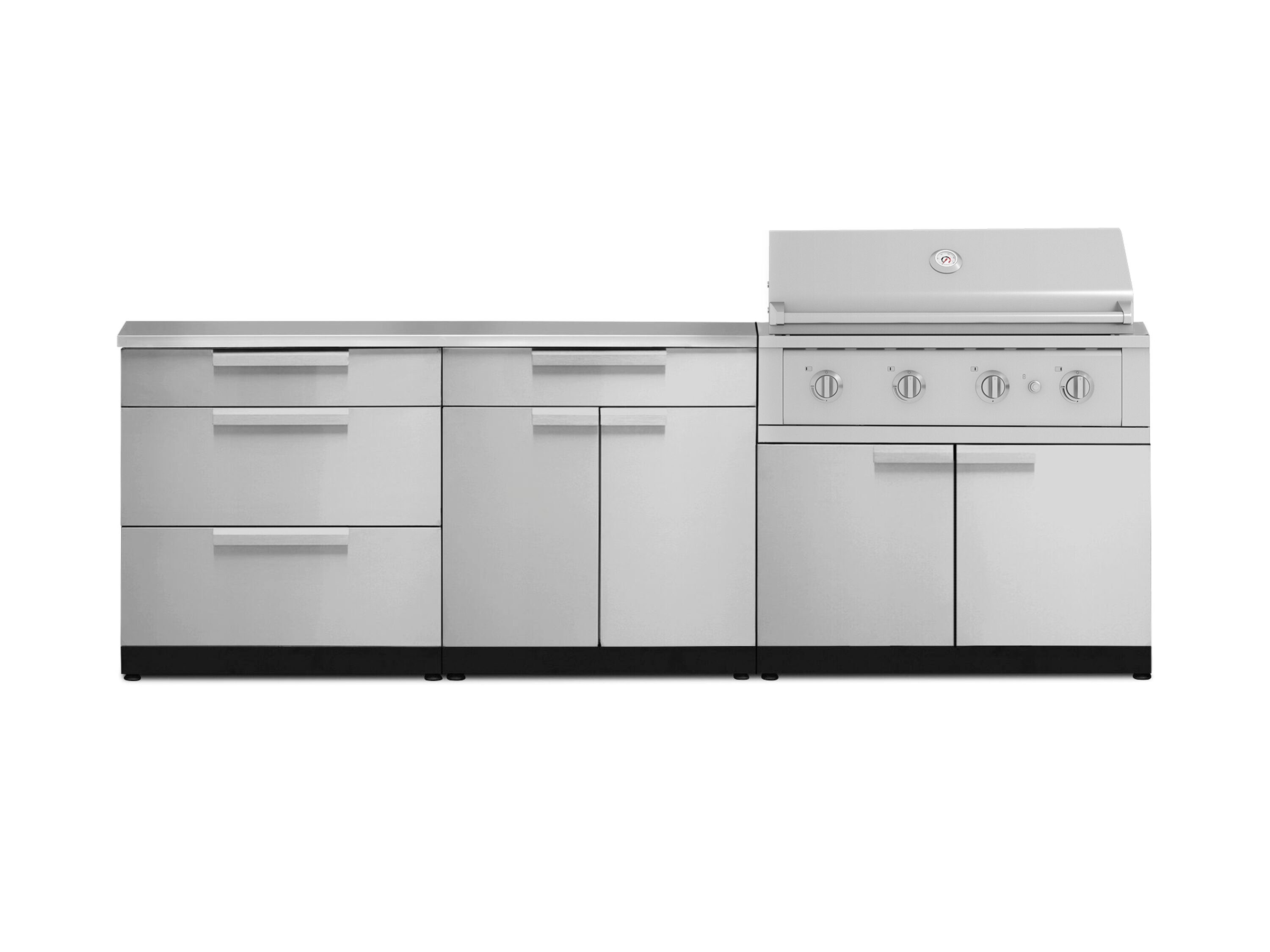NewAge Products 71125 Classic Stainless Steel Cabinets Performance Grill 5 -Piece 104-in W x 24-in D x 48.5-in H Modular Outdoor Kitchen Set 4 Burners