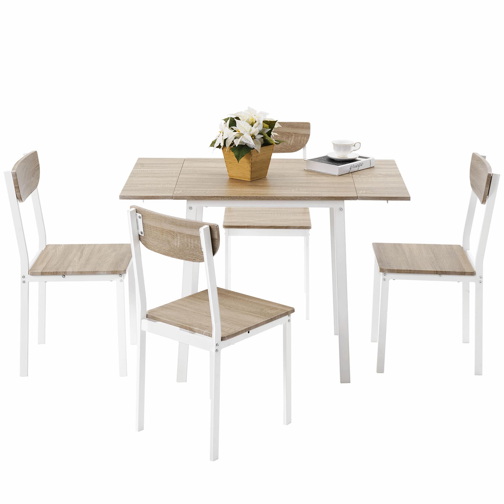 CASAINC TR-WF195375AAP Legs are made from solid steel tubes Oak Contemporary/Modern Dining Room Set with Rectangular Table (Seats 4)