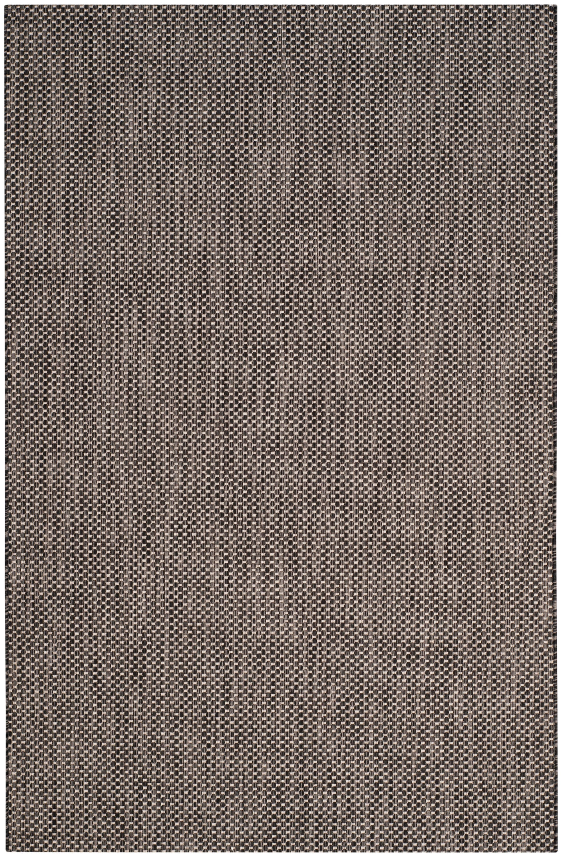 Black and Beige Rectangular Synthetic Outdoor Rug