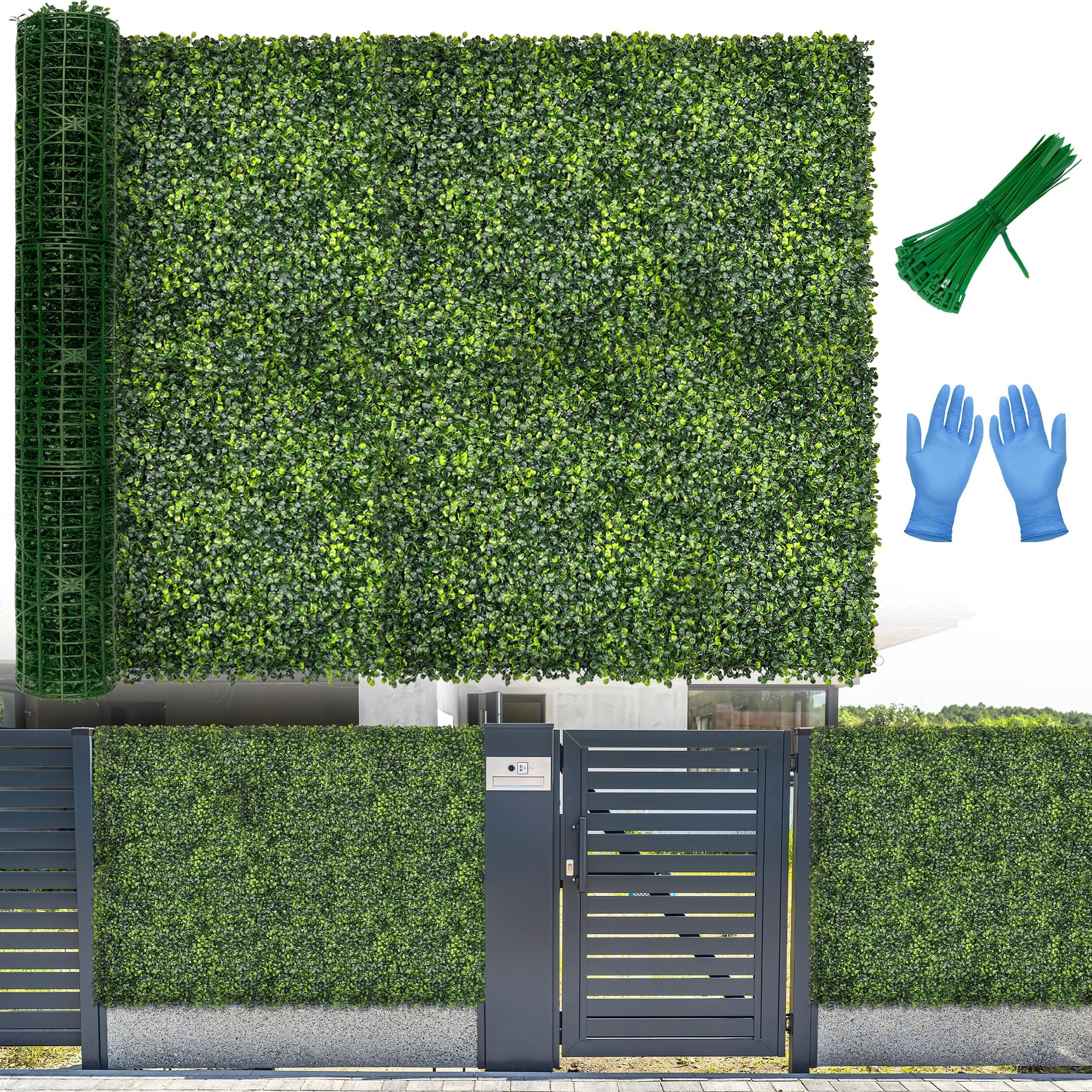 ITOPFOX  Artificial Boxwood Roll Panel Backdrop 60 by 120 Inches UV Resistant Faux Grass Wall Hedge for Indoor Outdoor Green Decor Backyard
