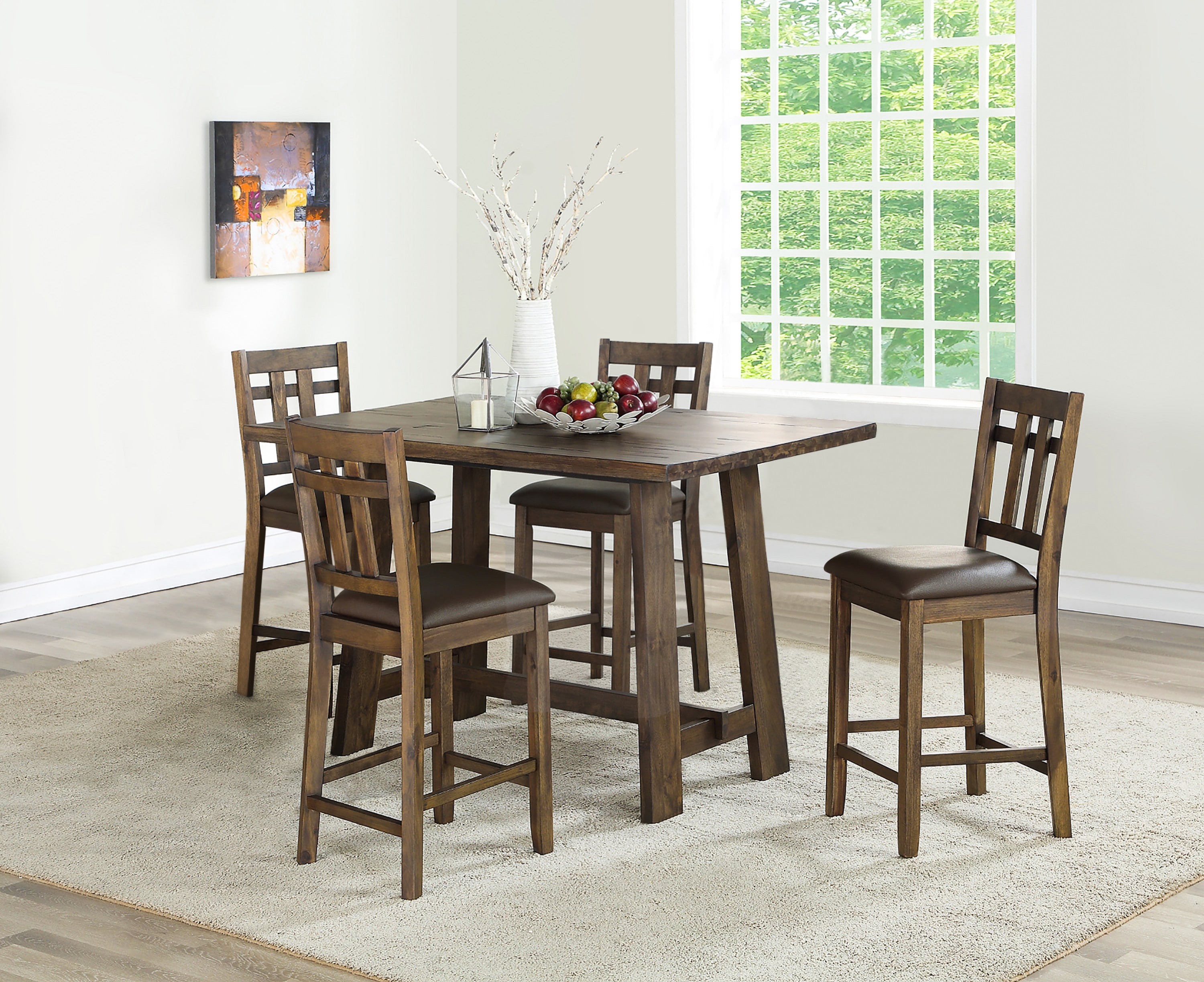 Steve Silver SA2000 Saranac Mocha Transitional Dining Room Set with Rectangular Table ( Seats 4 )