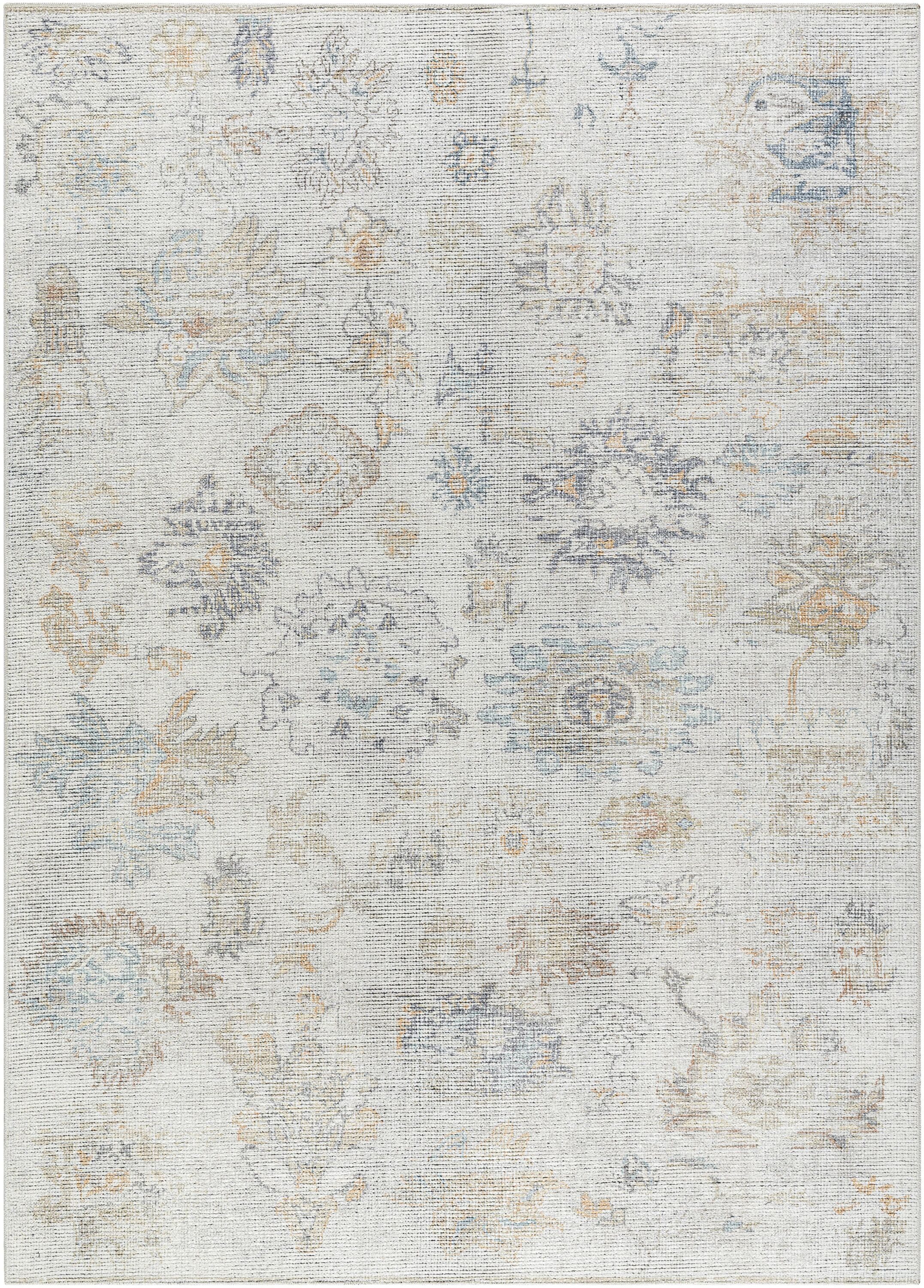 Light Gray Synthetic Hand-Knotted 5' x 7' Area Rug