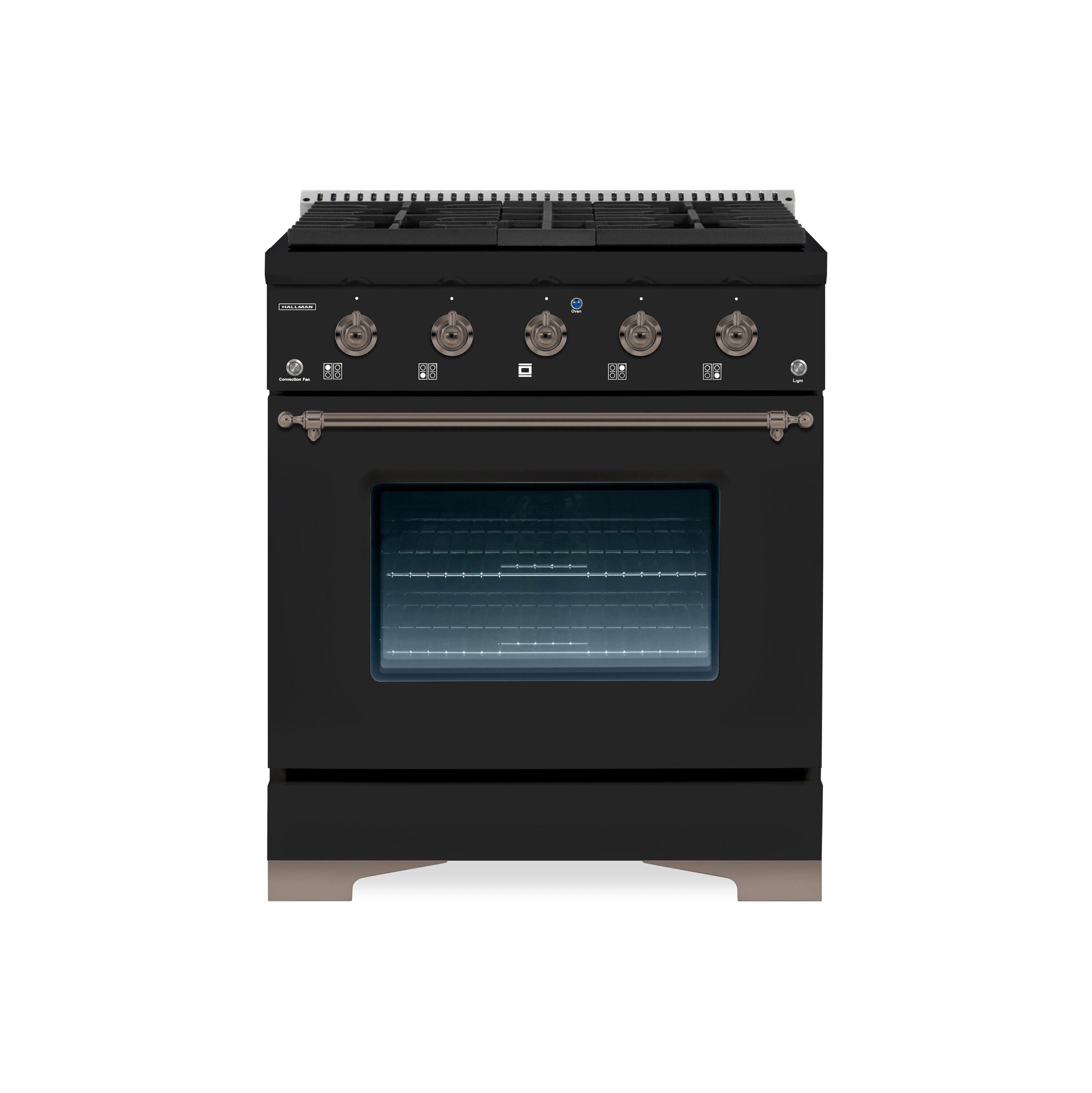Hallman HCLRDF30BZMG 30-in Deep recessed 4 burners Convection Oven Freestanding Dual Fuel Range ( Matte graphite )