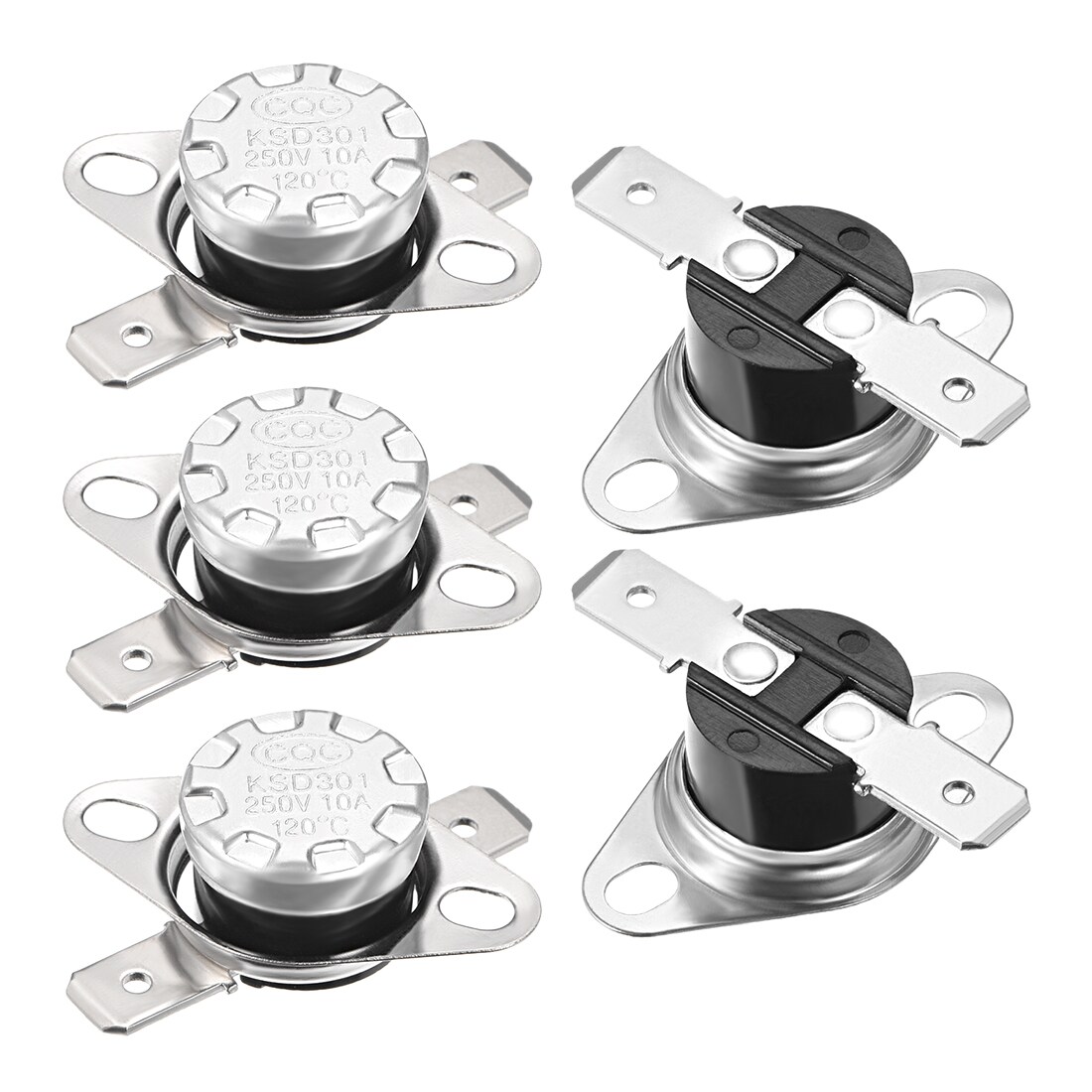 Unique Bargains KSD301 Thermostat 120 Degrees Celsius/248 Degrees Fahrenheit 10A Normally Closed Adjust Snap Disc Temperature Switch for Microwave Oven Coffee Makers 5pcs Bakelite Material #S26011900UX6126
