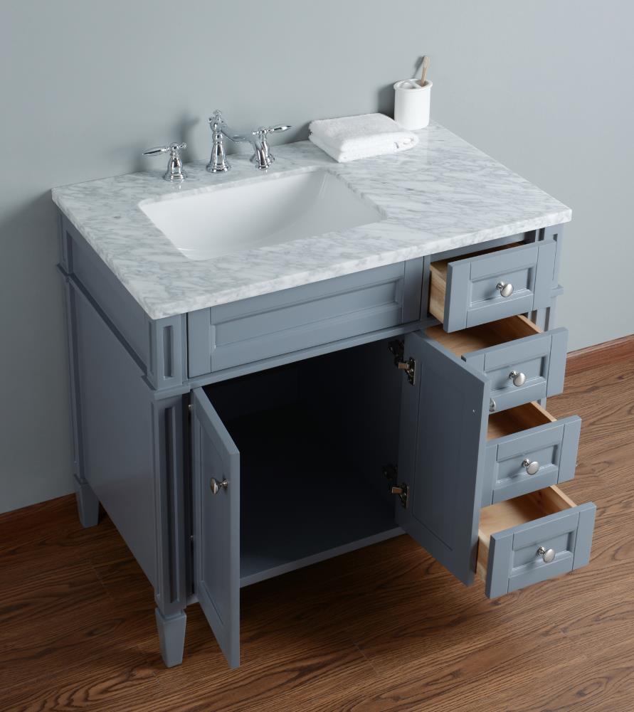 Stufurhome 36-in Gray Undermount Single Sink Bathroom Vanity with ...