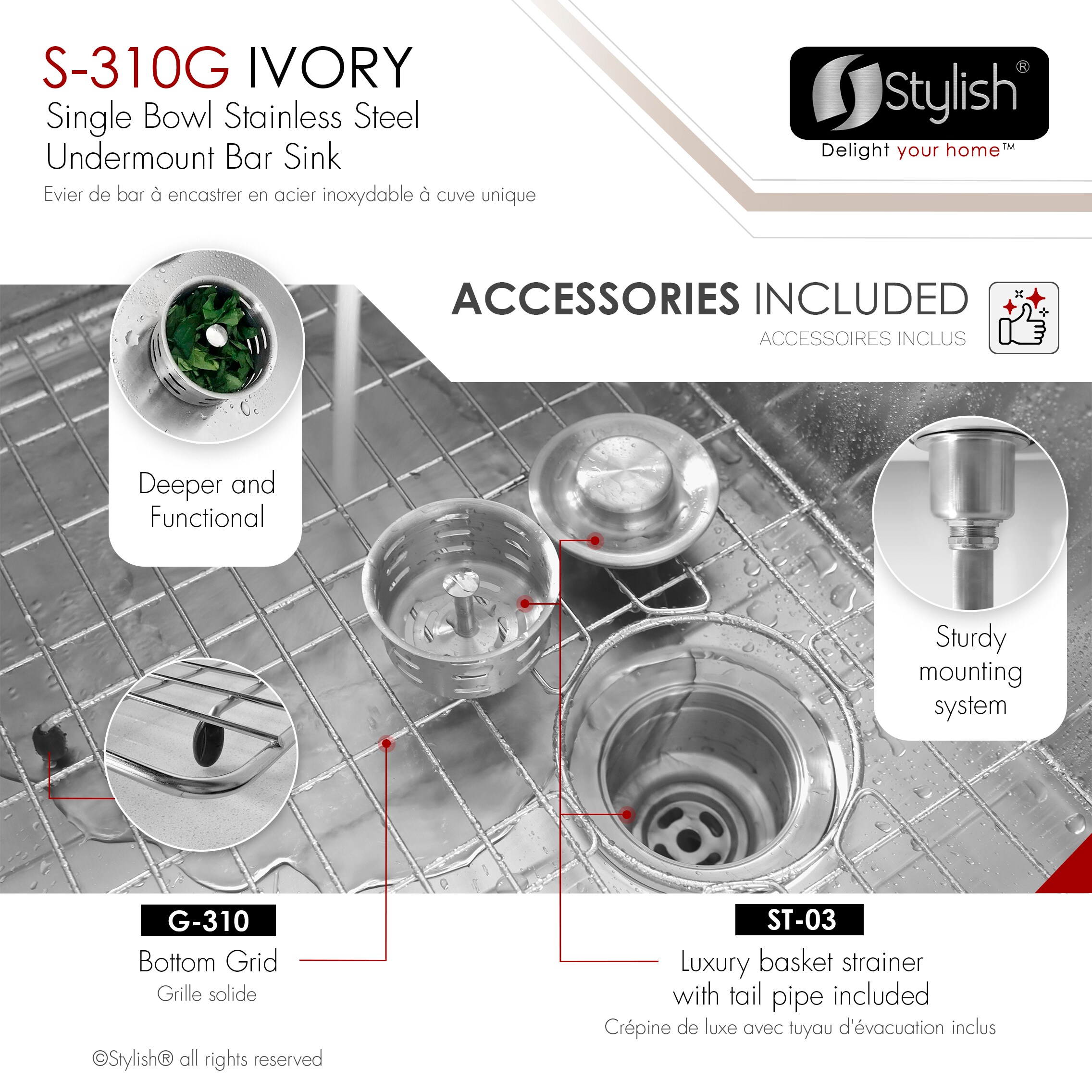 Stylish S-310G1 Kitchen-Sinks - View #6